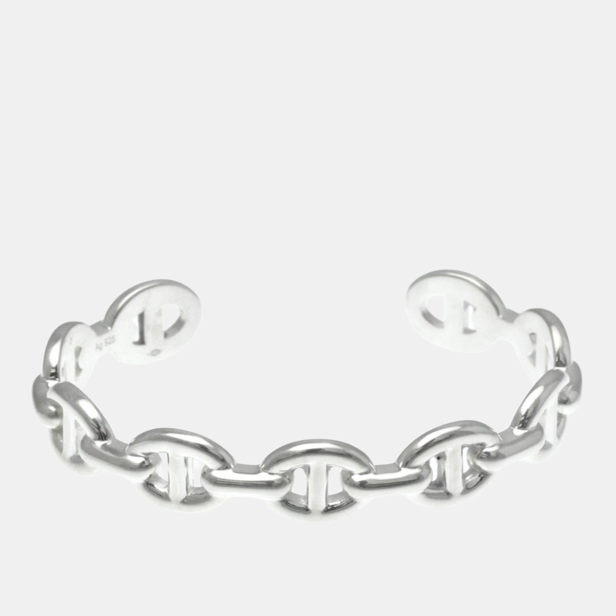 Pre-owned Hermes Chaine D'ancre Bangle Silver 925 No Stone Bangle Silver