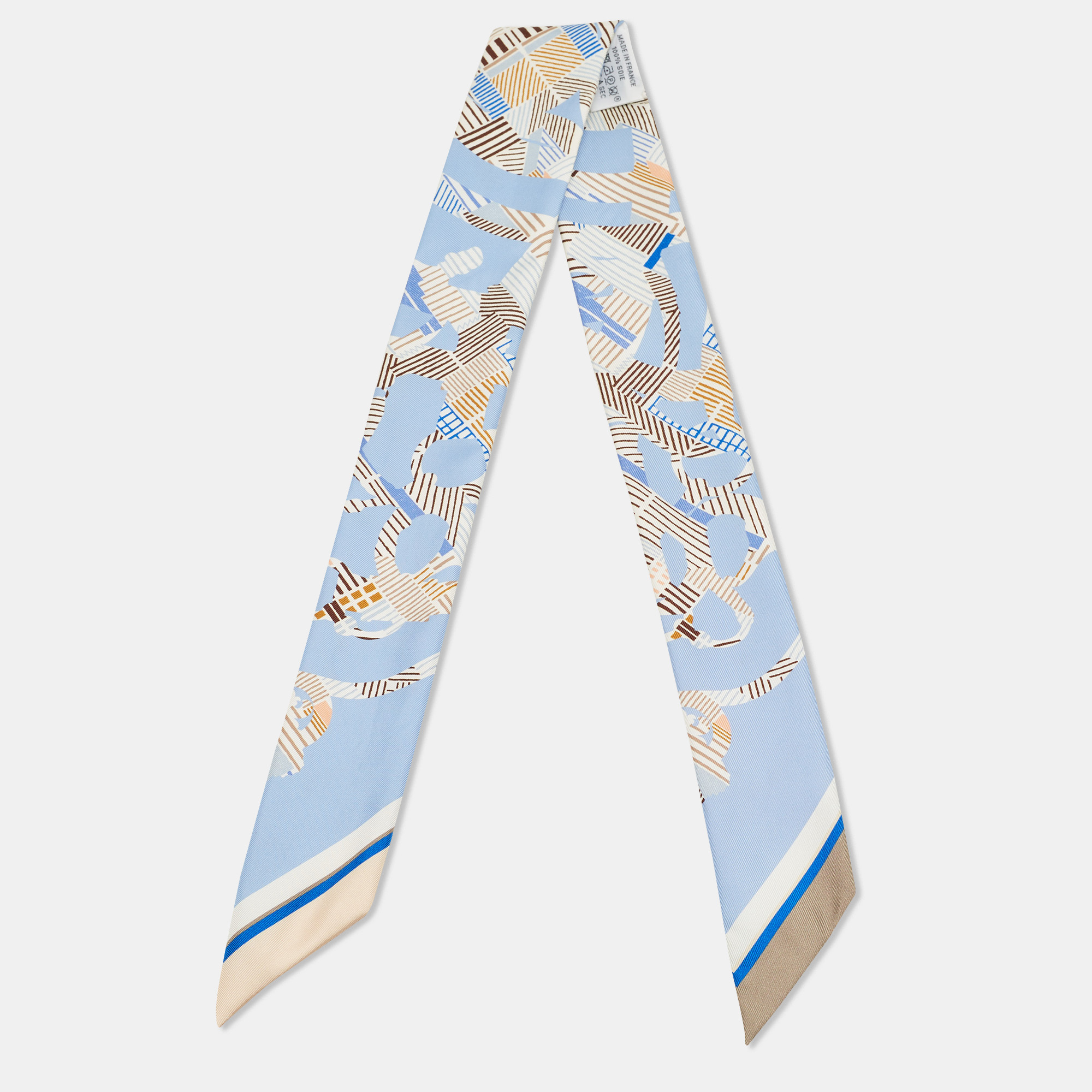 

Hermès Blue Printed Silk Twilly