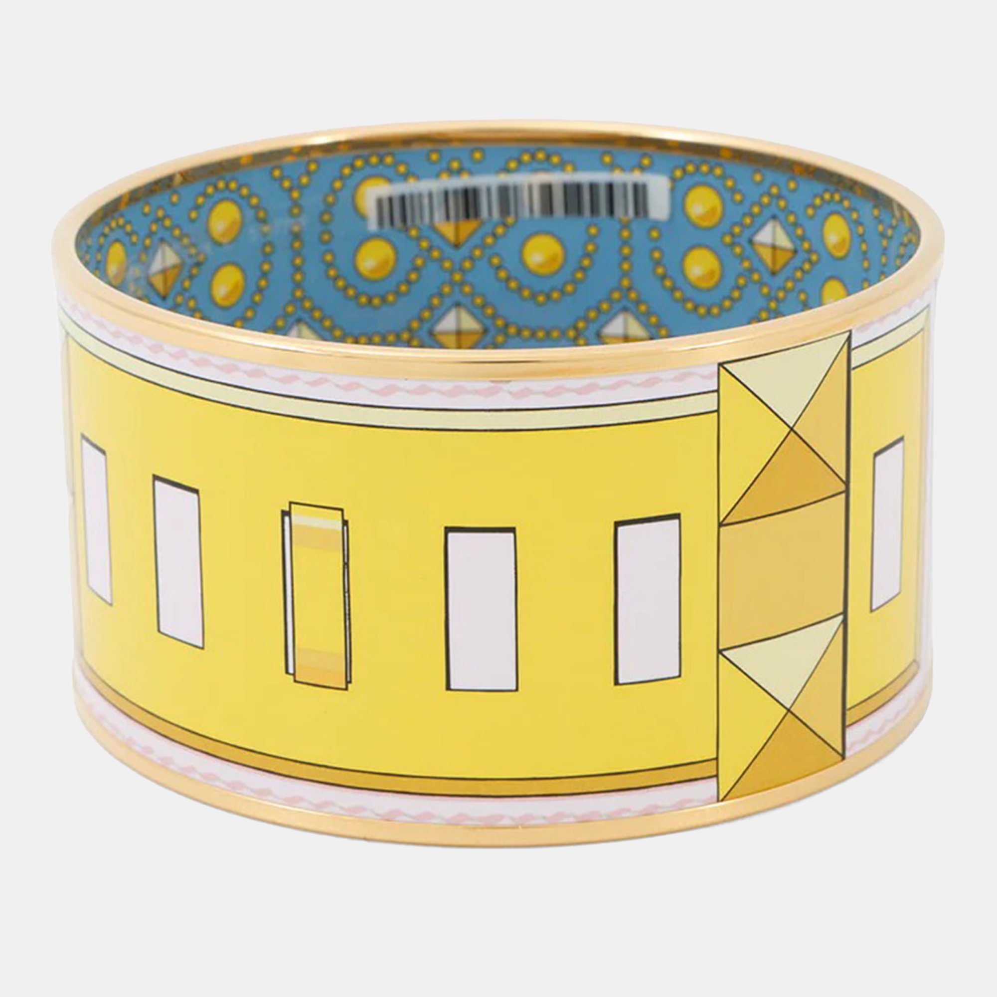 

Hermes Email Bangle Size Tgm Yellow/Light Blue/Gold Metal Cloisonne, Multicolor