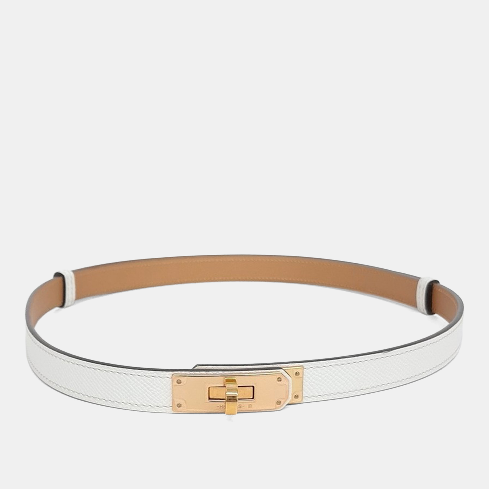 Pre-owned Hermes Kelly Leather Belt In White