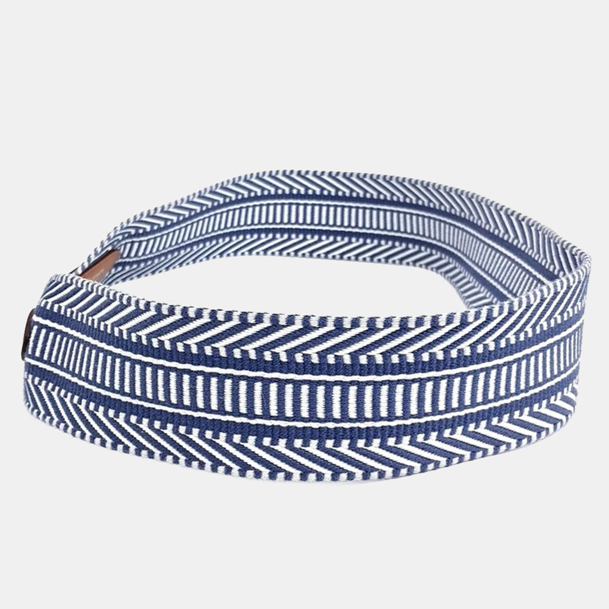 Pre-owned Hermes Fabric Blue White Strap