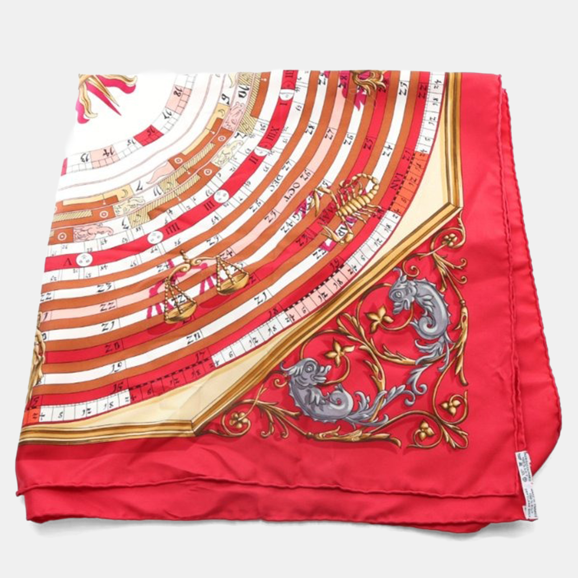 

Hermes Dies et Hore Astrologie Silk Scarf, Red