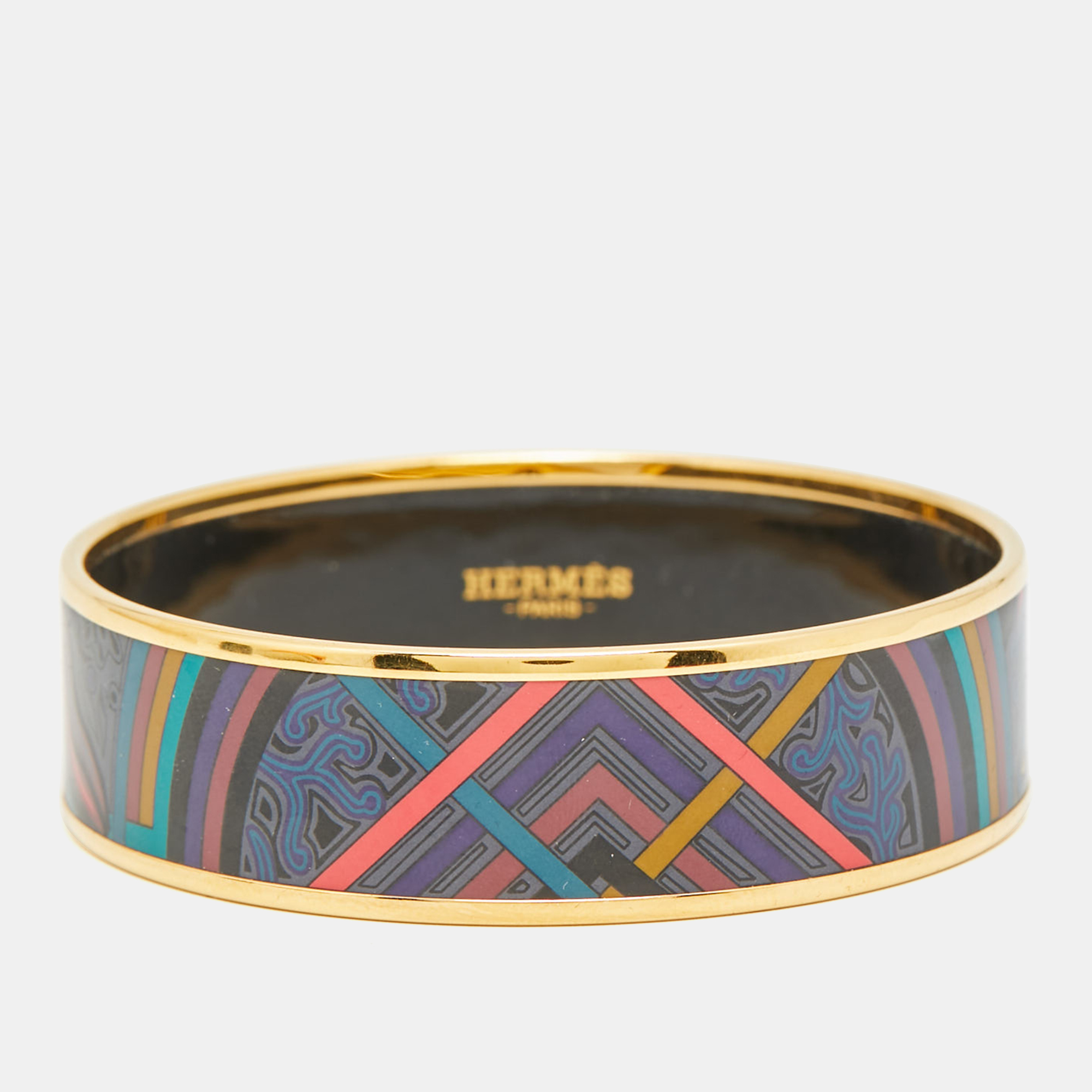 

Hermes Enamel Gold Plated Bangle Bracelet