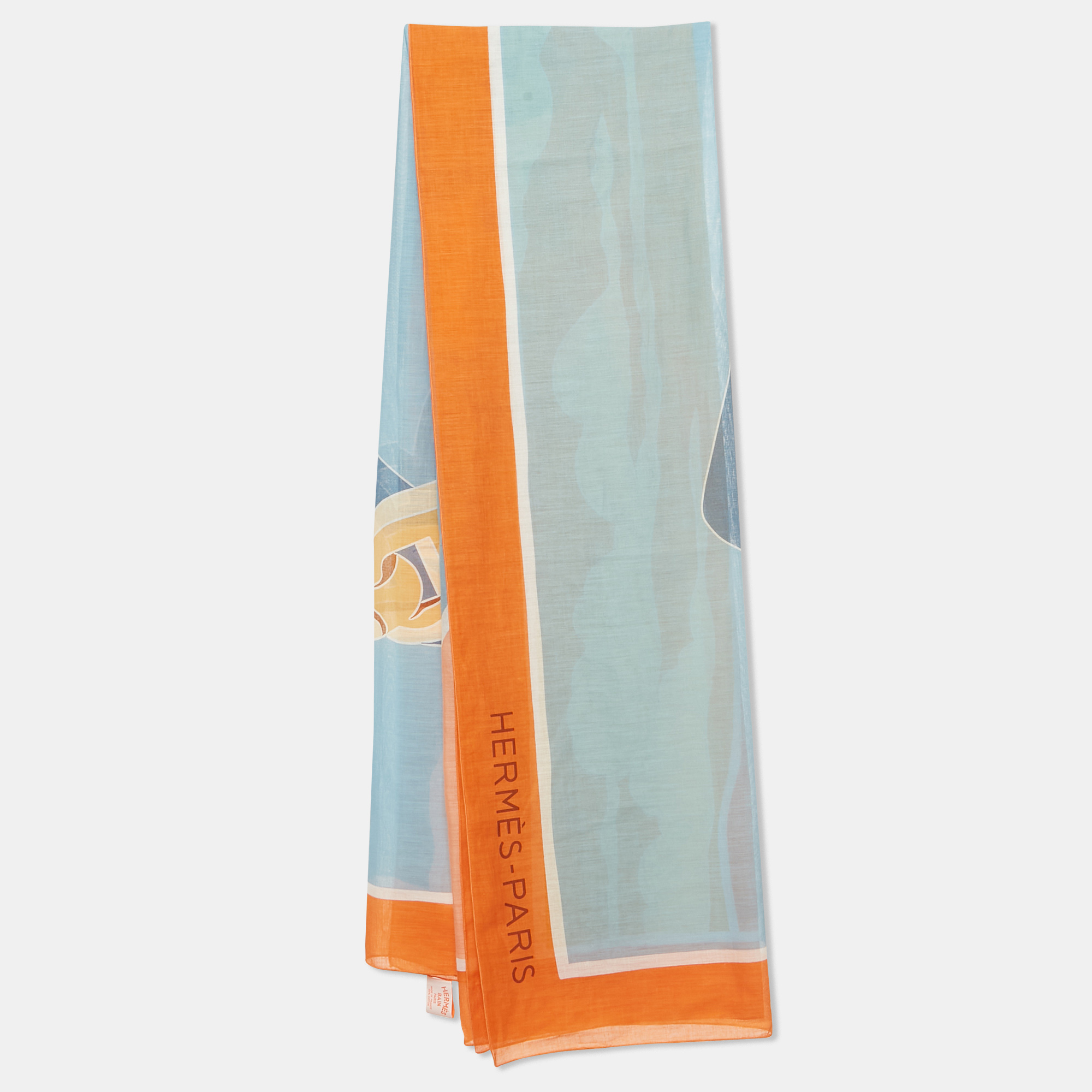 

Hermes Orange Cotton Escale a la Plage Scarf