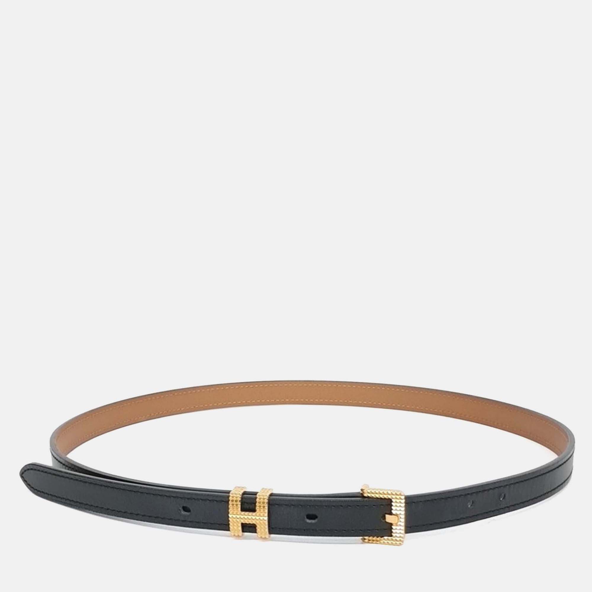 

Hermes Black Leather Pop H Belt B