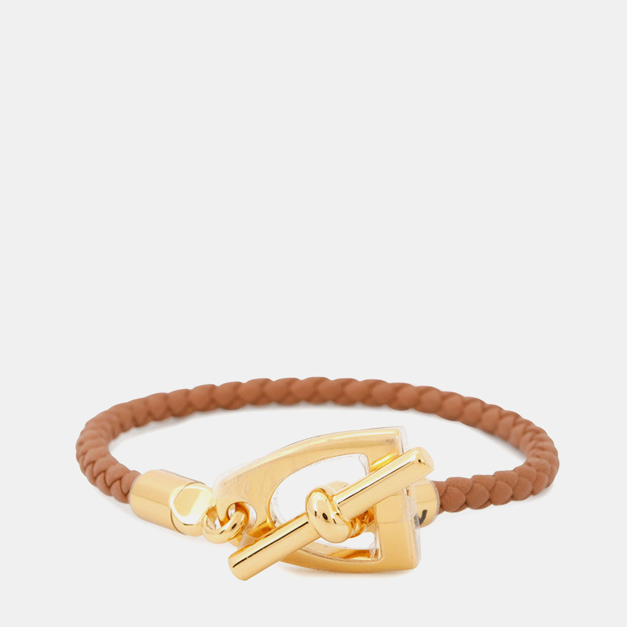 

Hermes Etrier Bracelet Size  Gold Swift Leather
