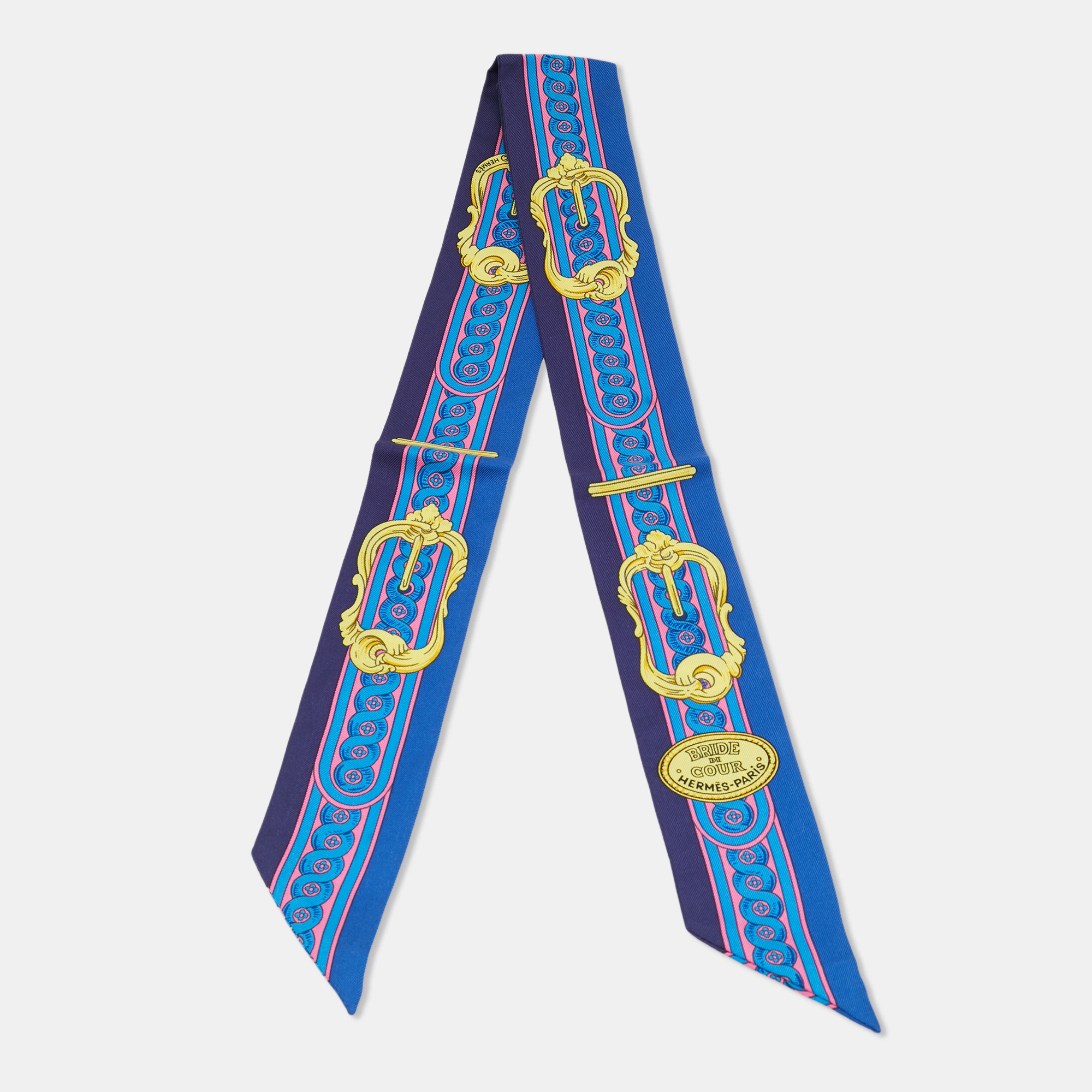 HERMES Pre-owned Hermès Blue Silk Bride De Cour Twilly