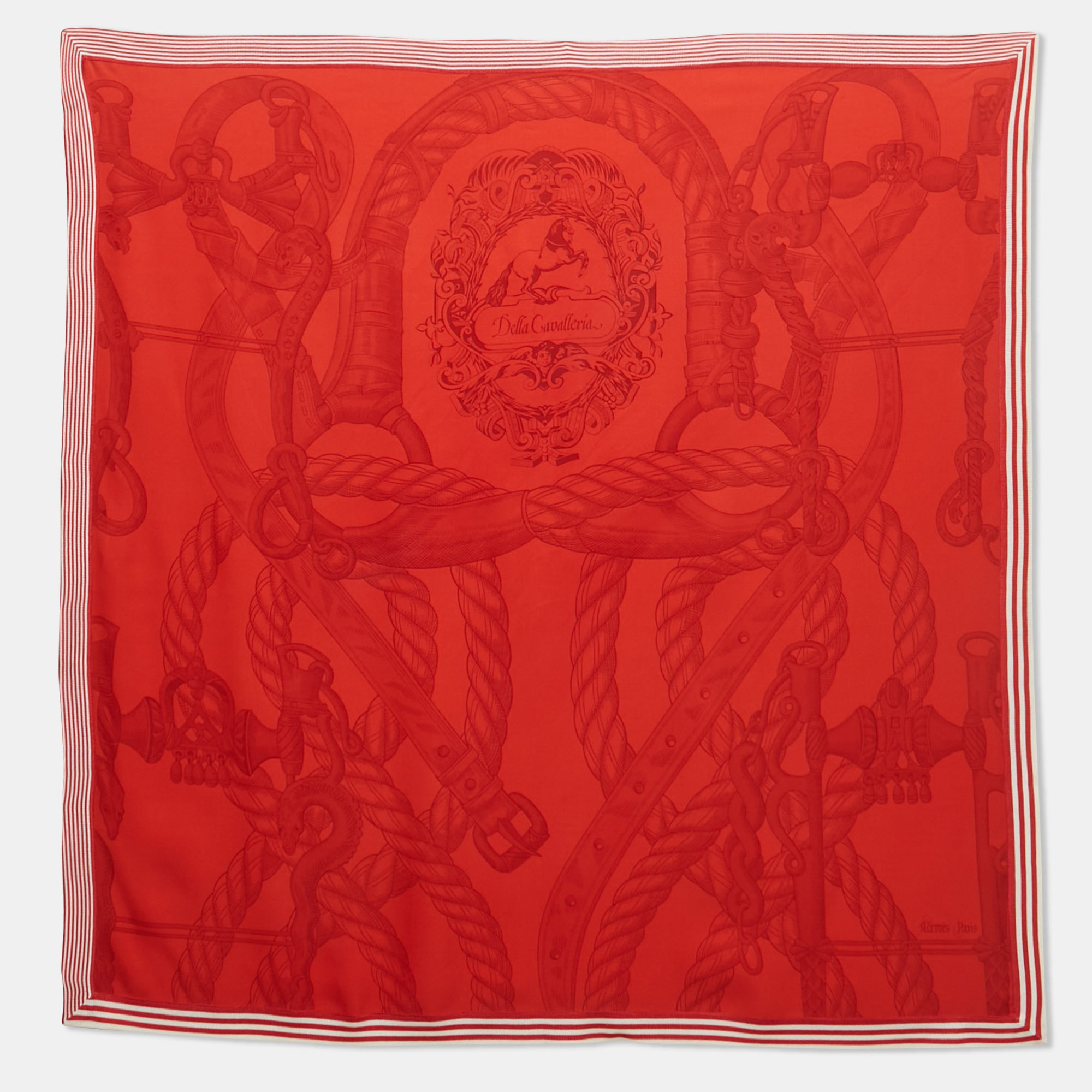 

Hermès Red Silk Della Cavalleria Scarf