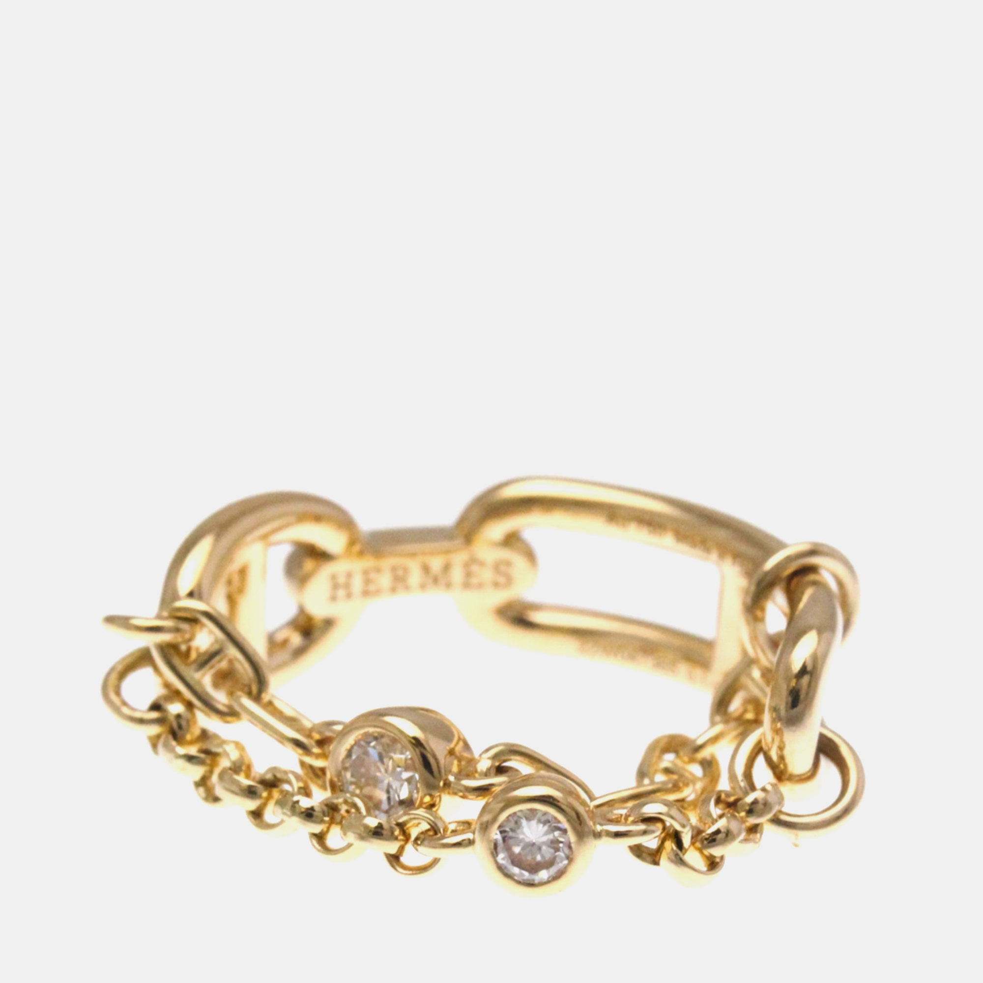 

Hermes Chaine D'ancre Chaos PM 18K Pink Gold Fashion Diamond Band Ring Carat/0.16