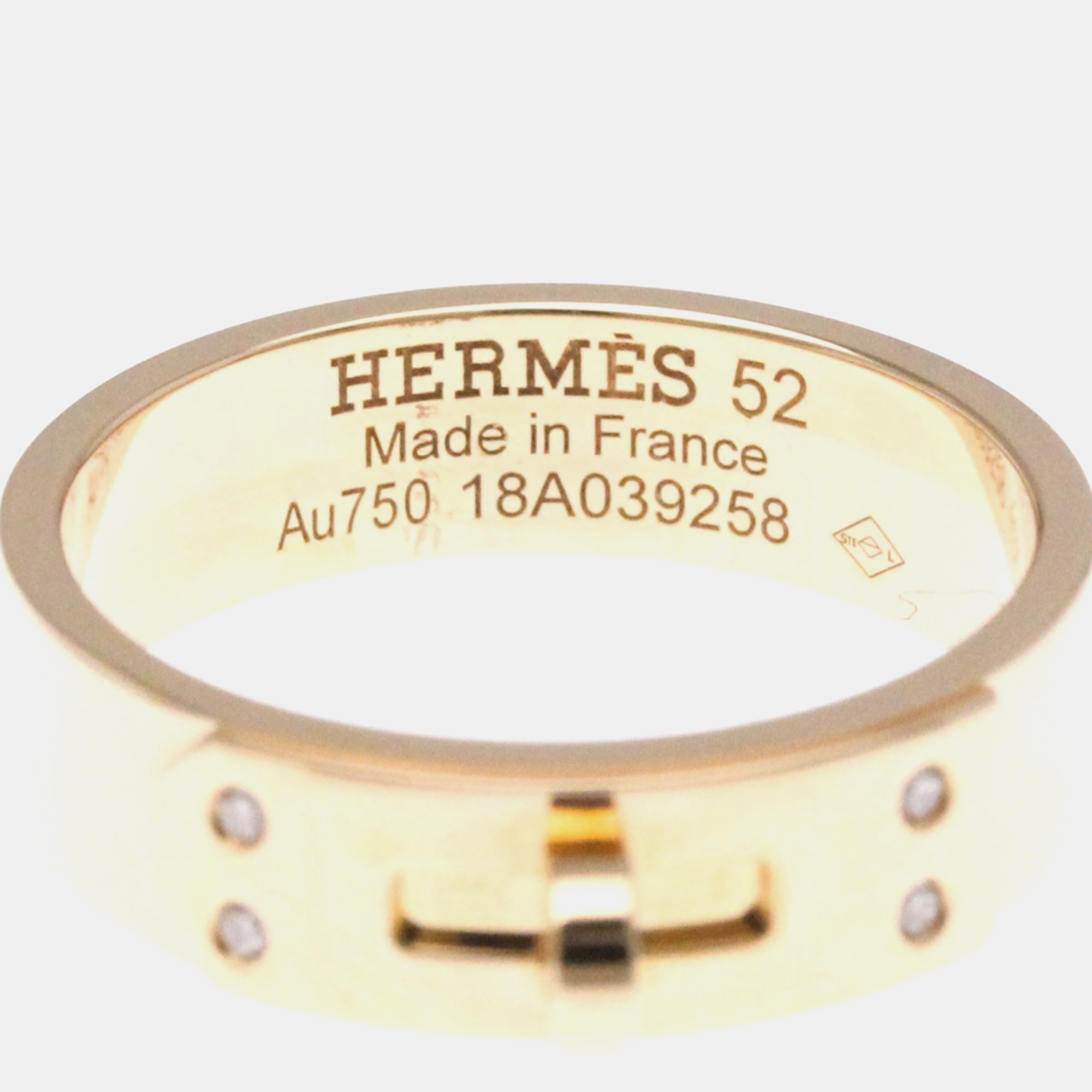 Pre-owned Hermes Kelly 4-piece Diamond 18k Pink Gold Fashion Band Ring