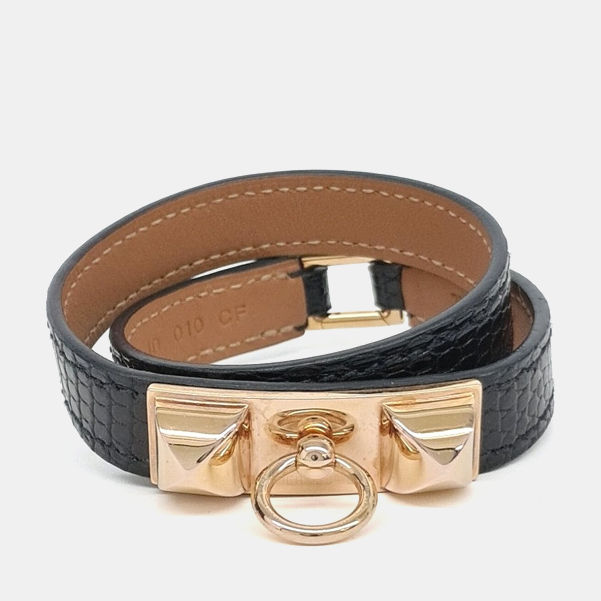 

Hermes Lizard Double Reval Bracelet, Black