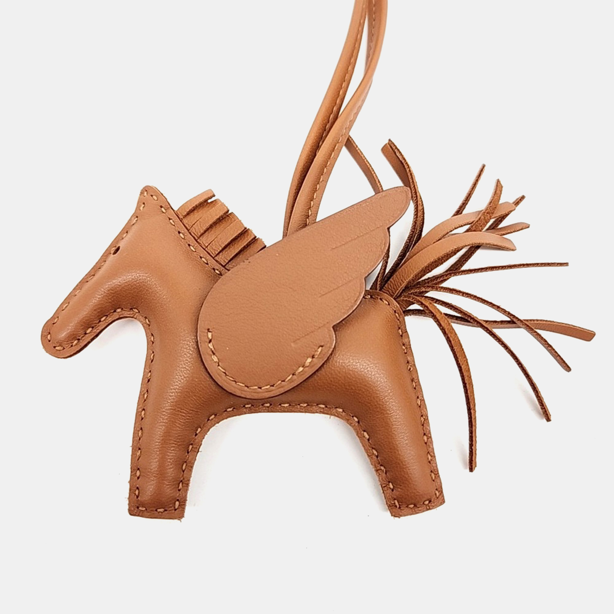 Pre-owned Hermes Brown Leather Pegasus Rodeo Small Bag Charm