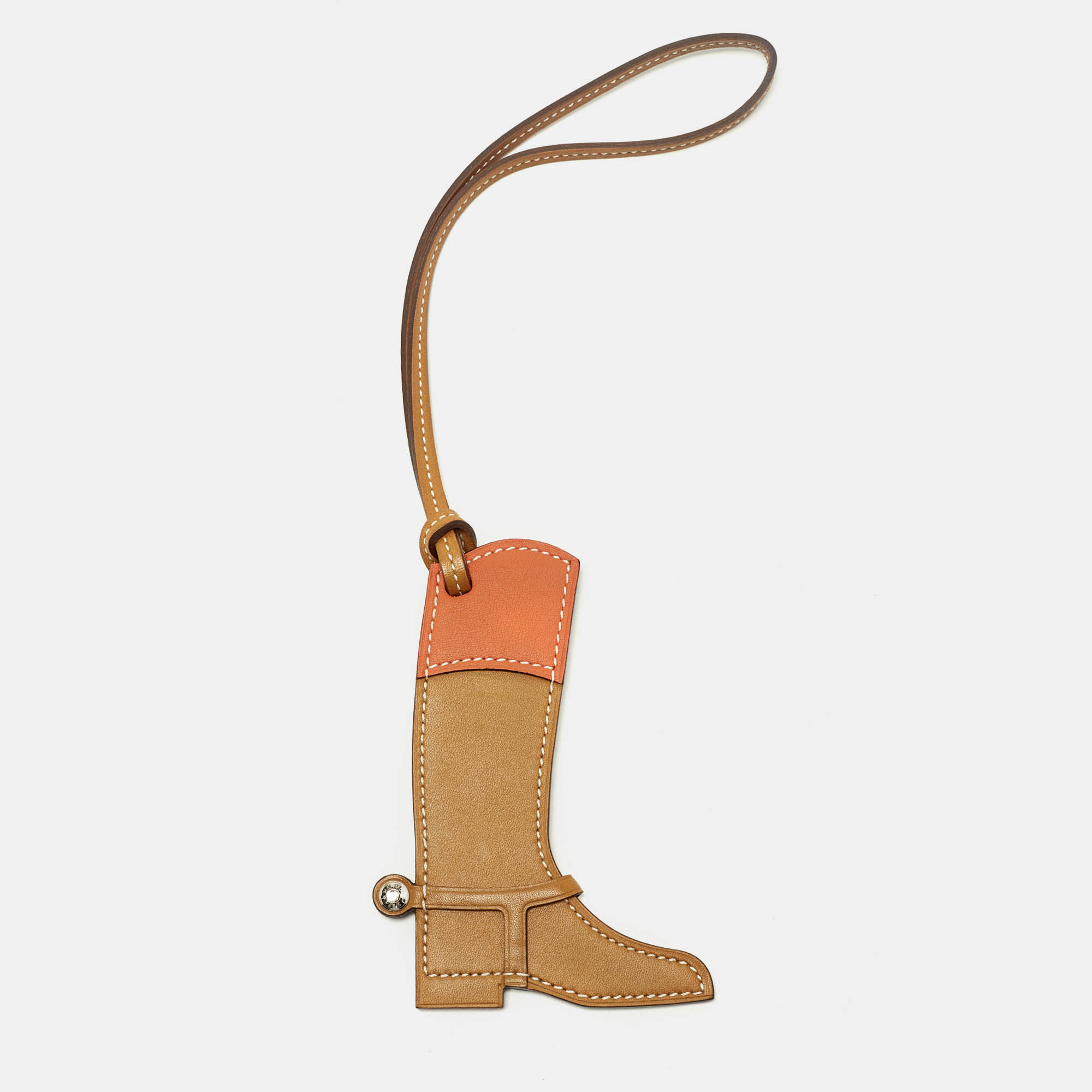 

Hermes Natural Sable/Capuccine Veau Butler and Swift Leather Paddock Boot Bag Charm, Brown