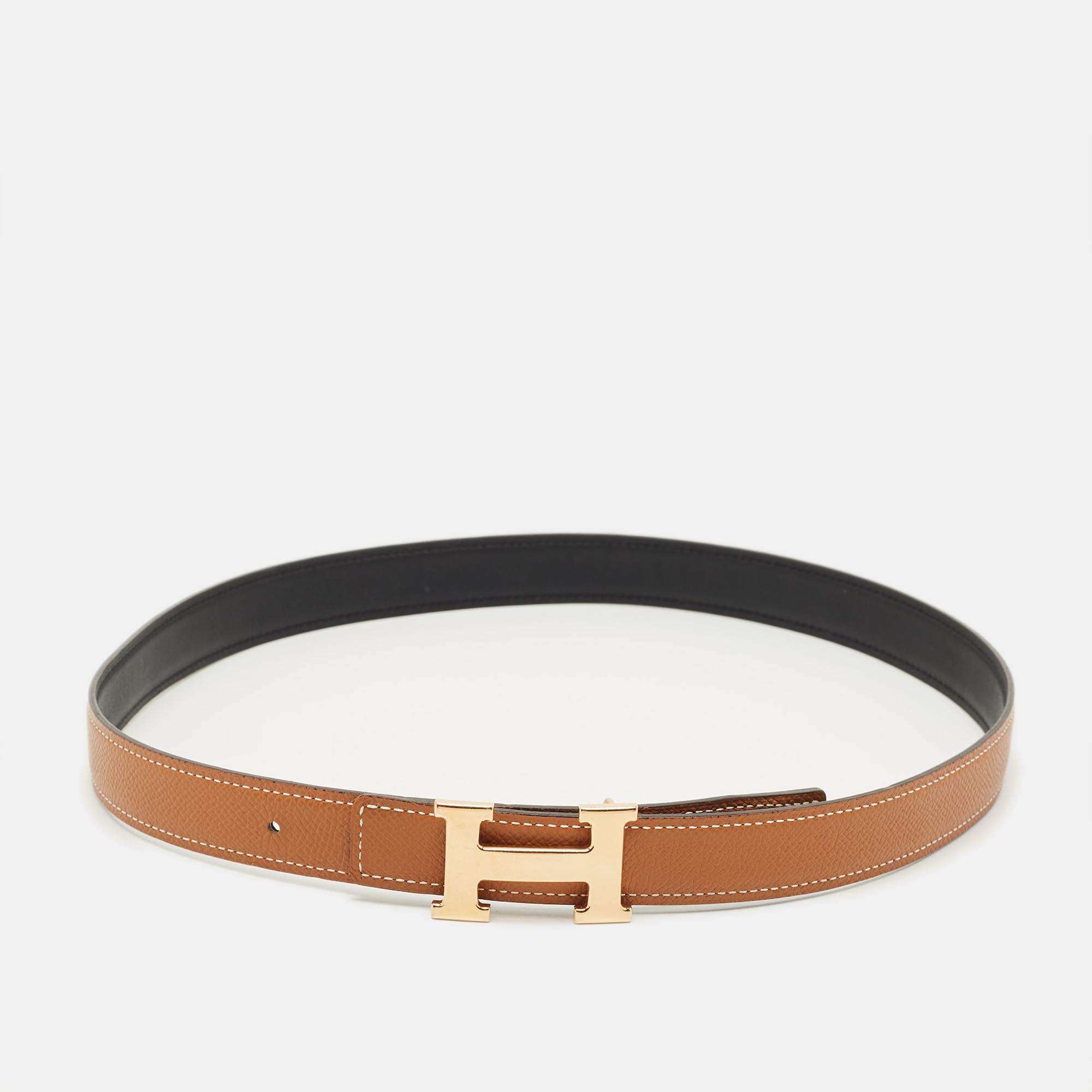 

Hermès H Buckle  Belt Gold/Noir Epsom and Swift Leather, Brown