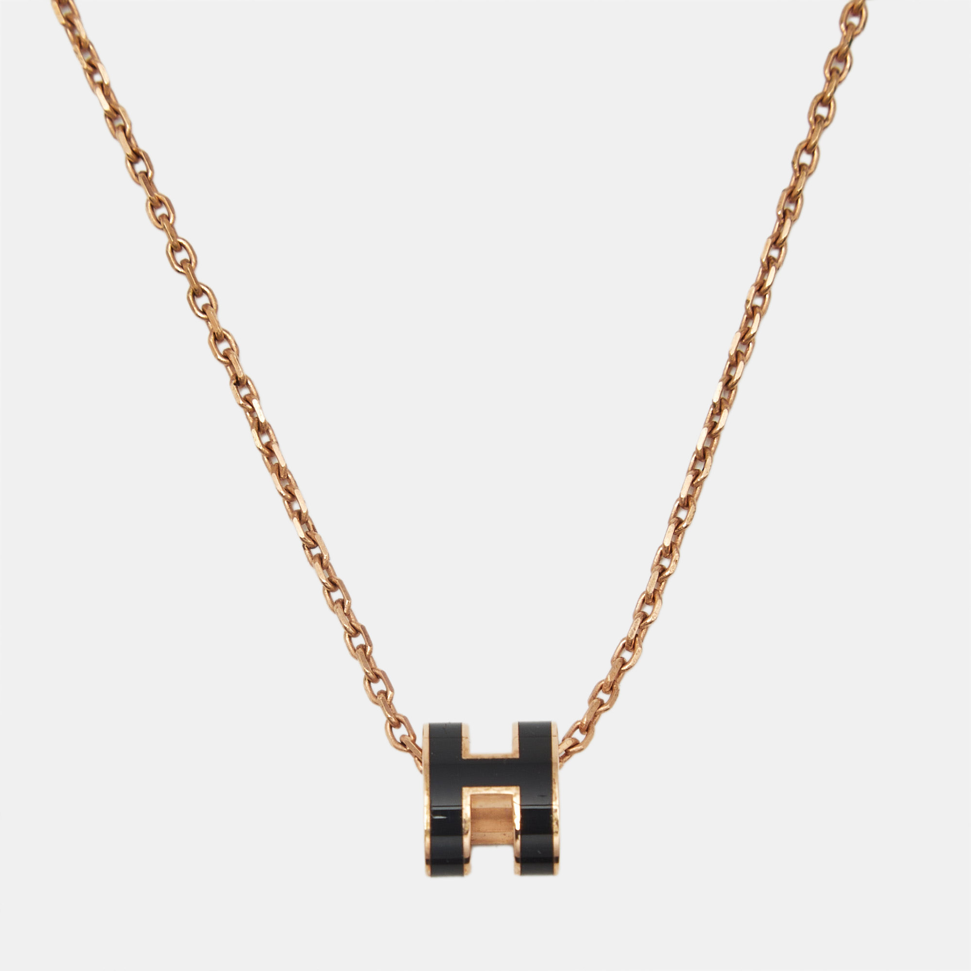 

Hermès Mini Pop H Enamel Rose Gold Plated Necklace