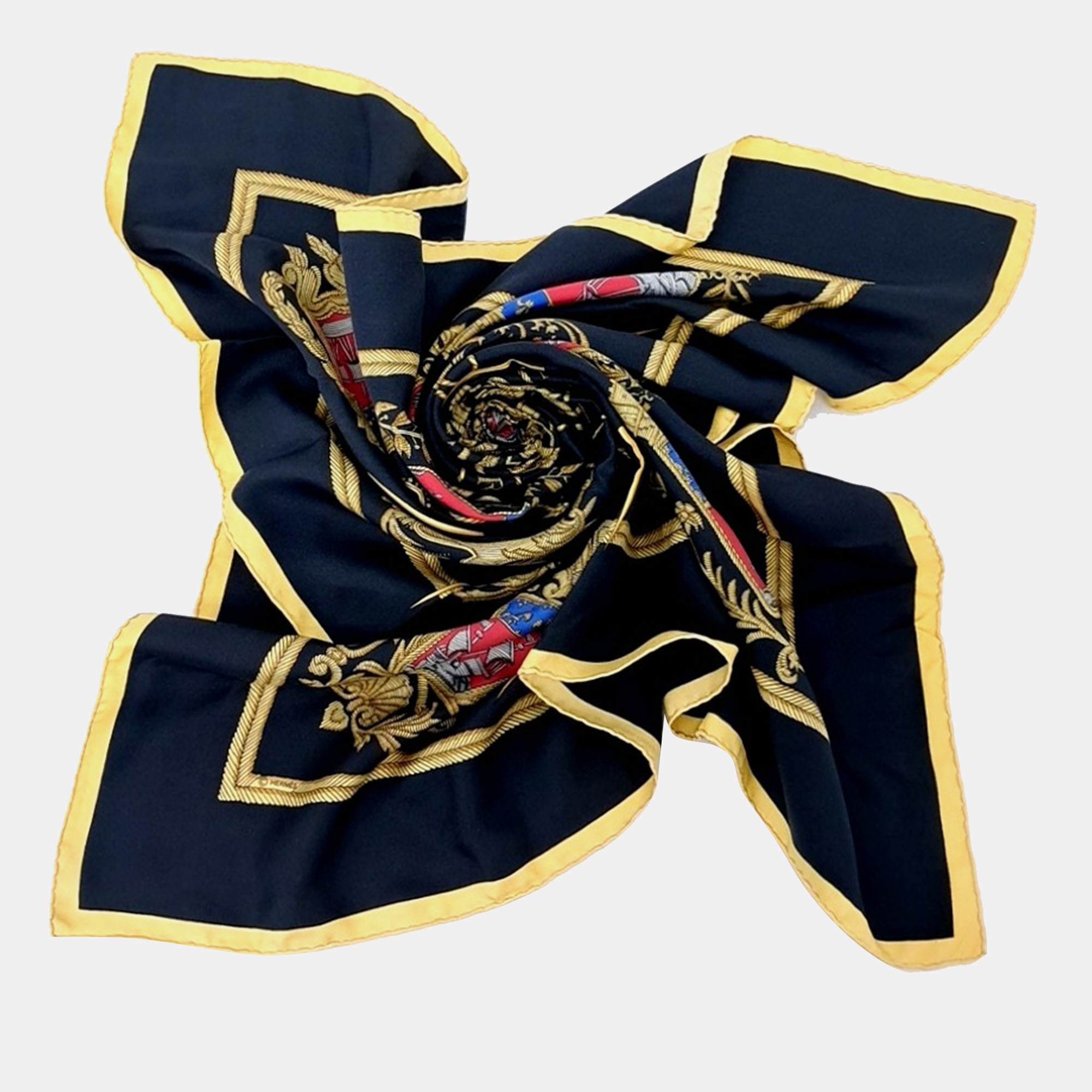 

Hermes Black Silk Scarf