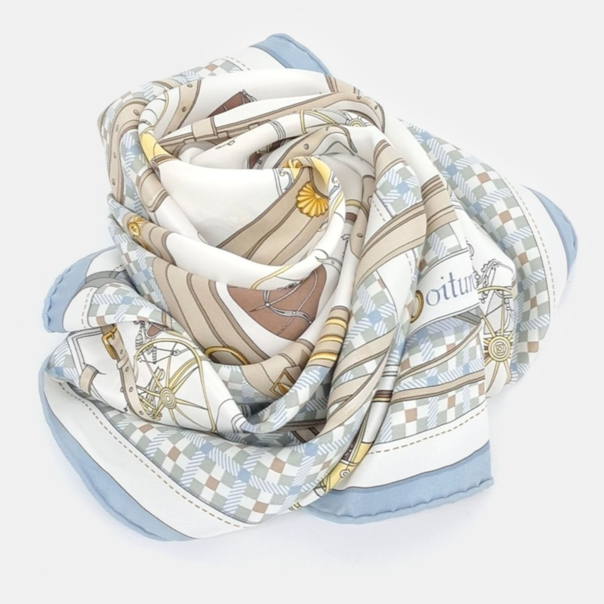 

Hermes Blue White Silk Scarf