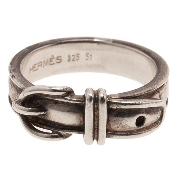 Pre Owned Hermes Vintage Silver Ring Size 51