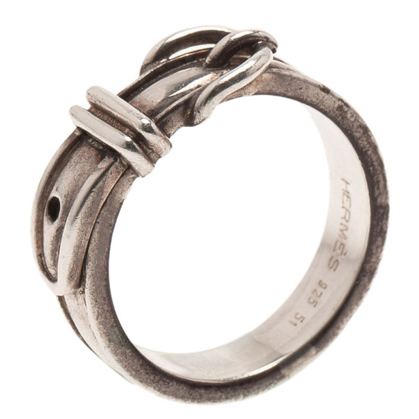 Hermes Vintage Silver Ring Size 51