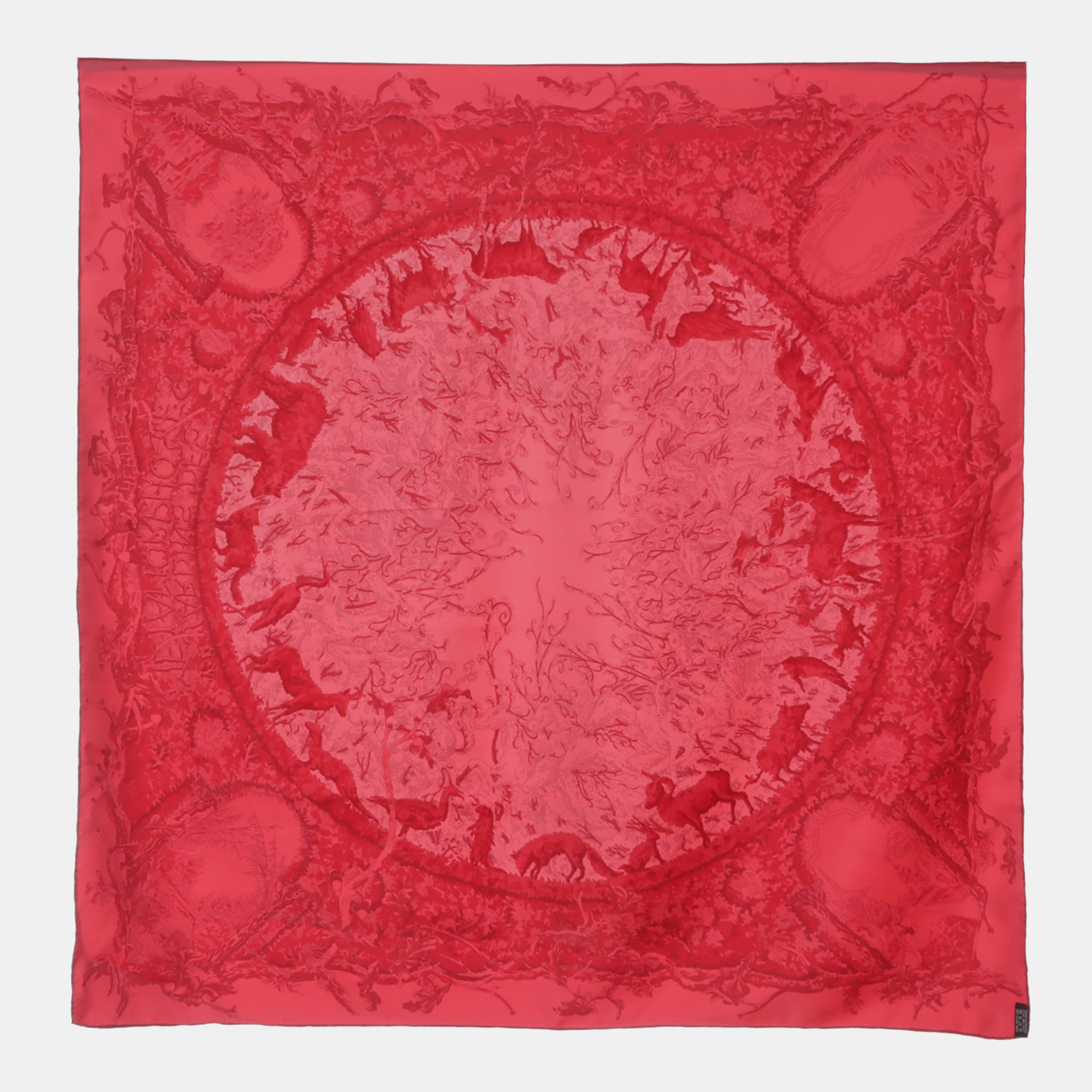 

Hermes Jardin Des Métamorphozes Red Silk Scarf
