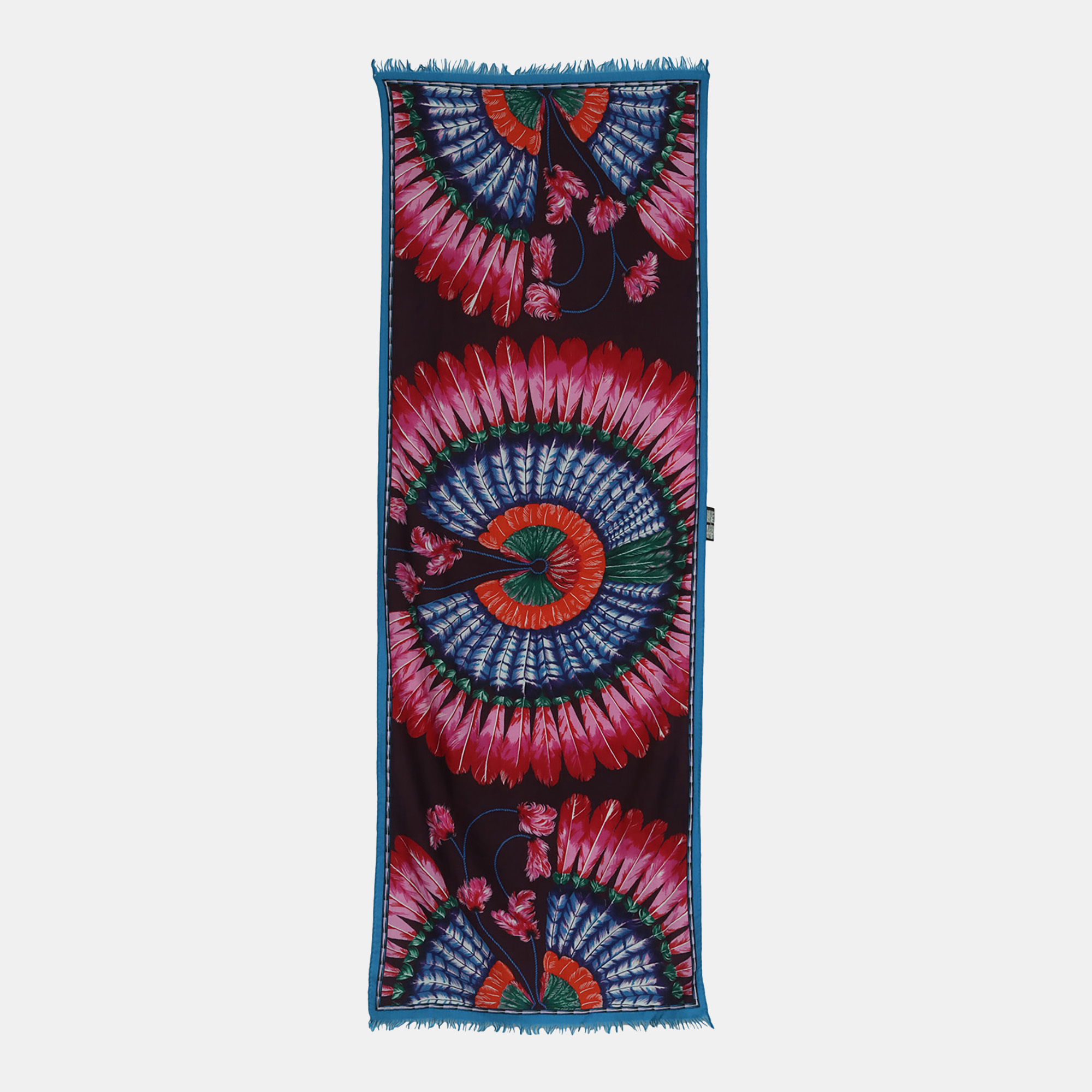 

Hermes Multicolor Silk Fringe Scarf
