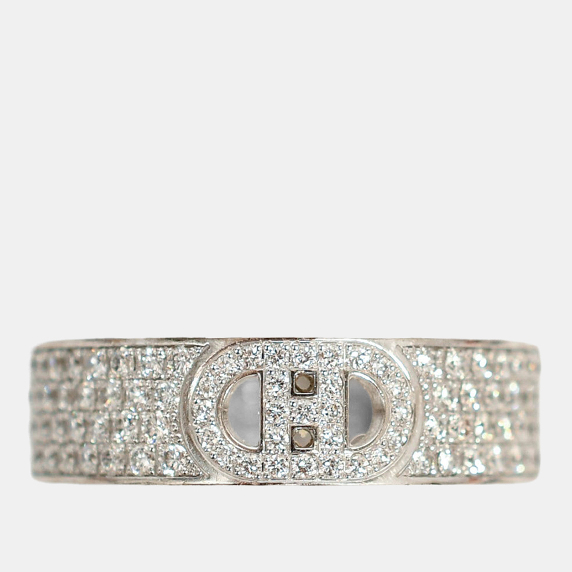 

Hermes 18K White Gold Diamond Small H d'Ancre Ring Size