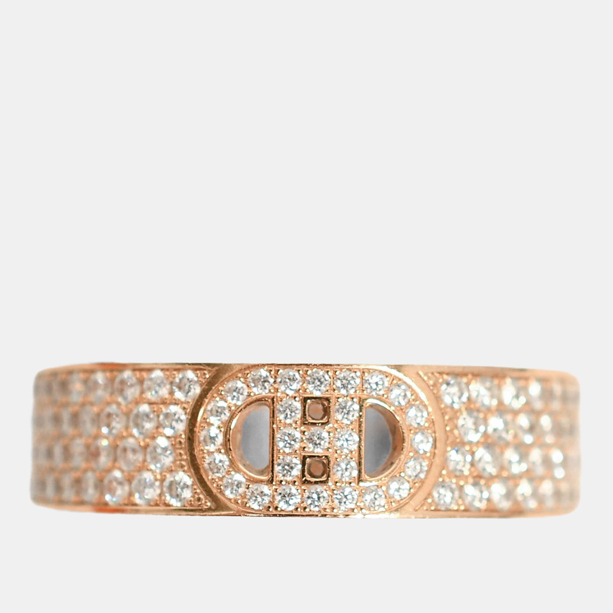 

Hermes 18K Rose Gold Diamond Small H d'Ancre Ring Size