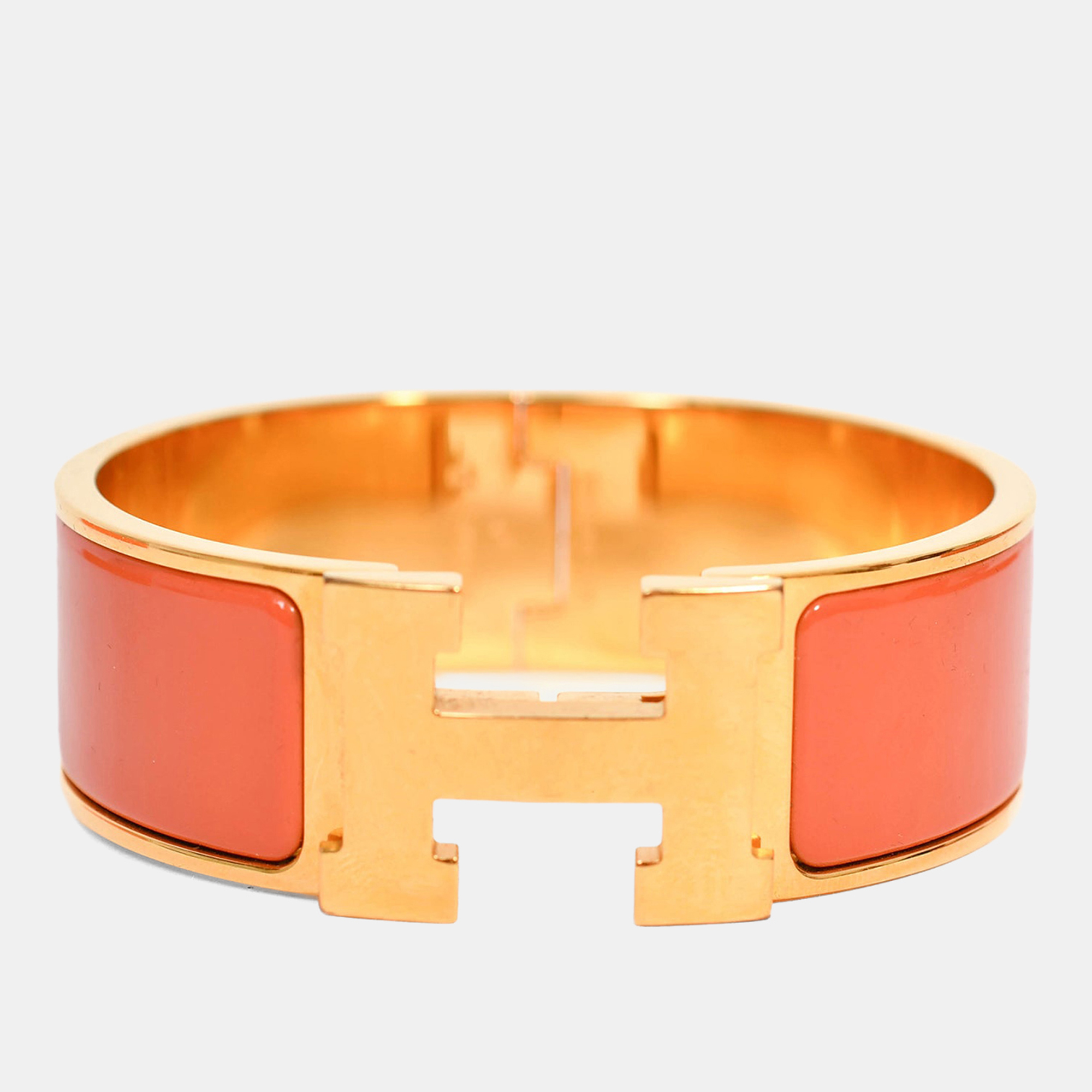 

Hermes Orange Clic Clac H Wide Bracelet Size