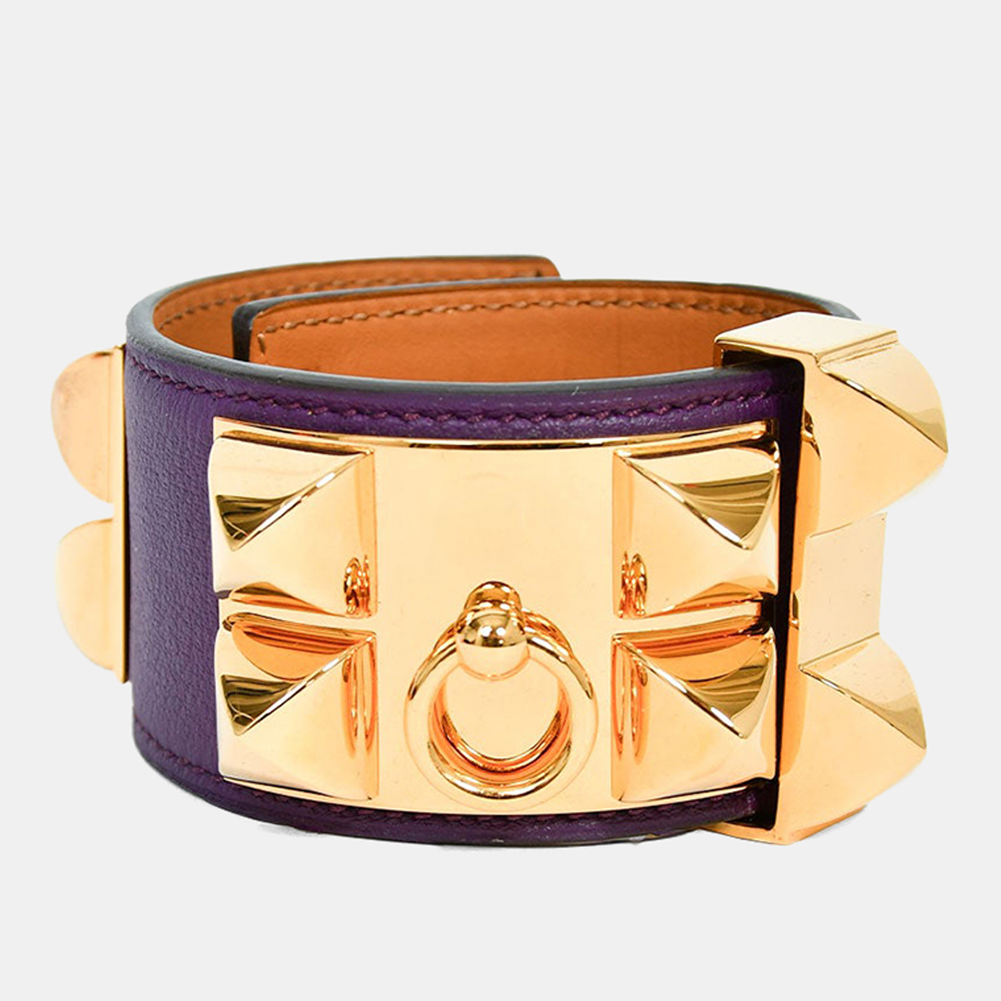 

Hermes 2012 Purple Leather Collier De Chien Bracelet