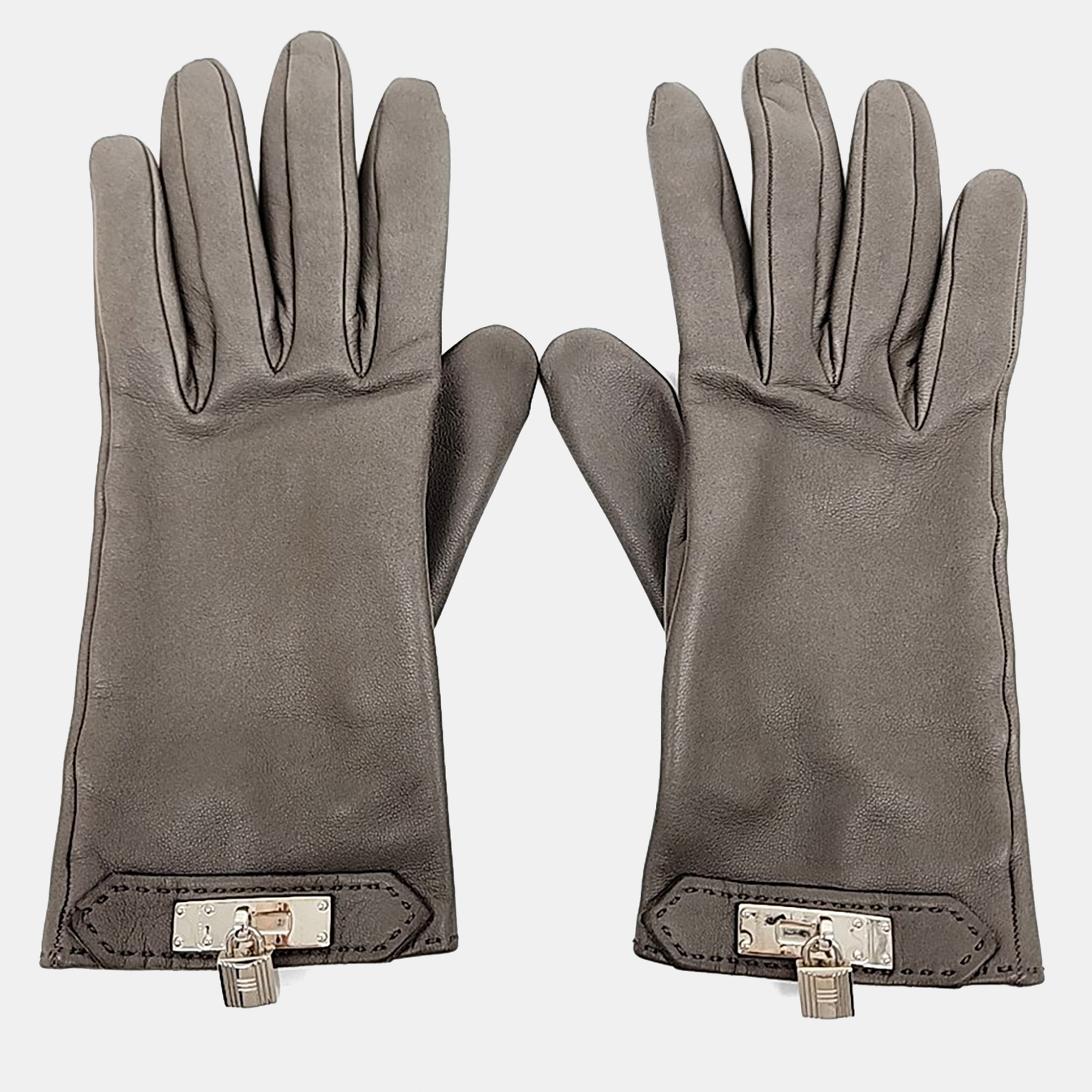 

Hermes Grey Leather Gloves