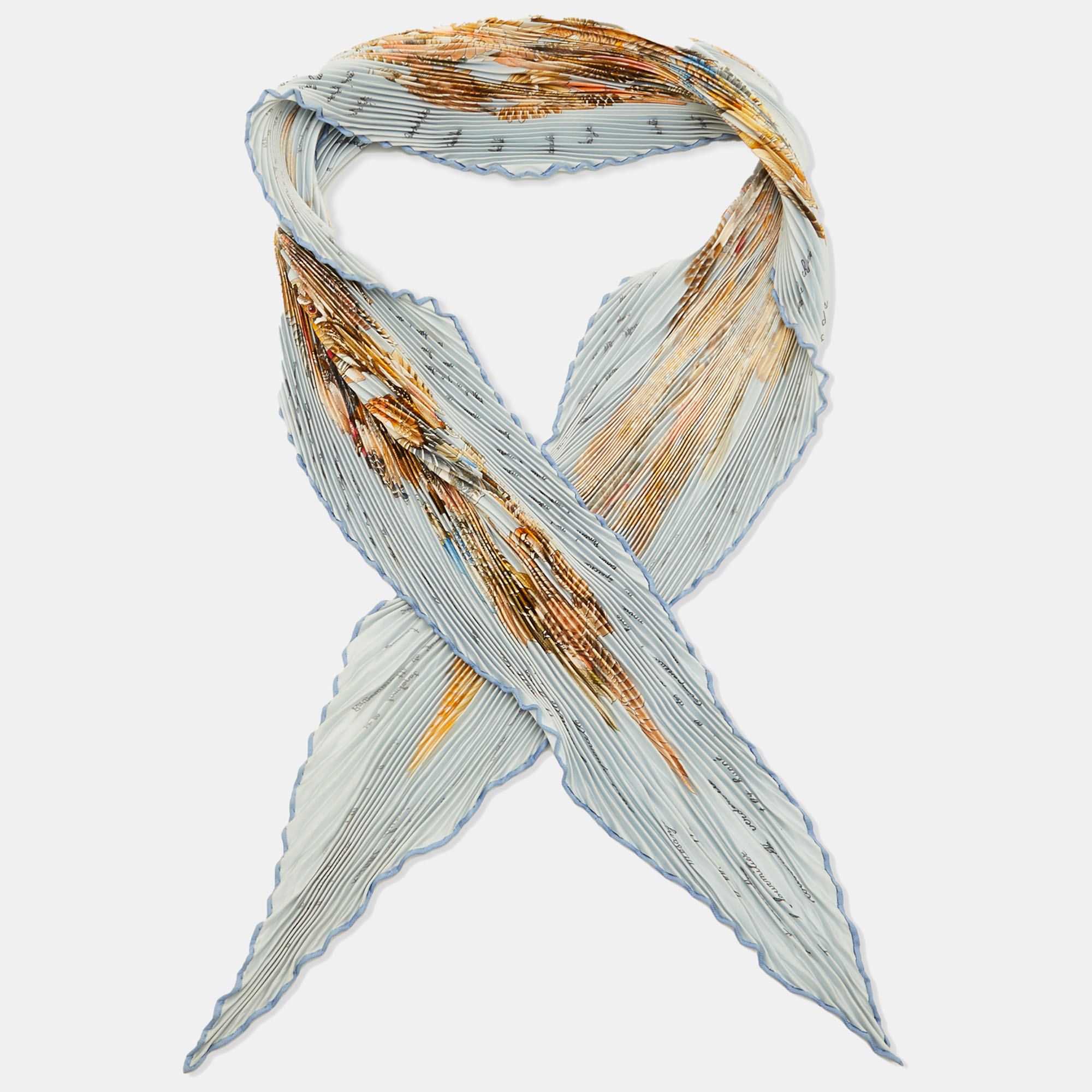 

Hermes Blue L'Intrus Silk Pleated Scarf