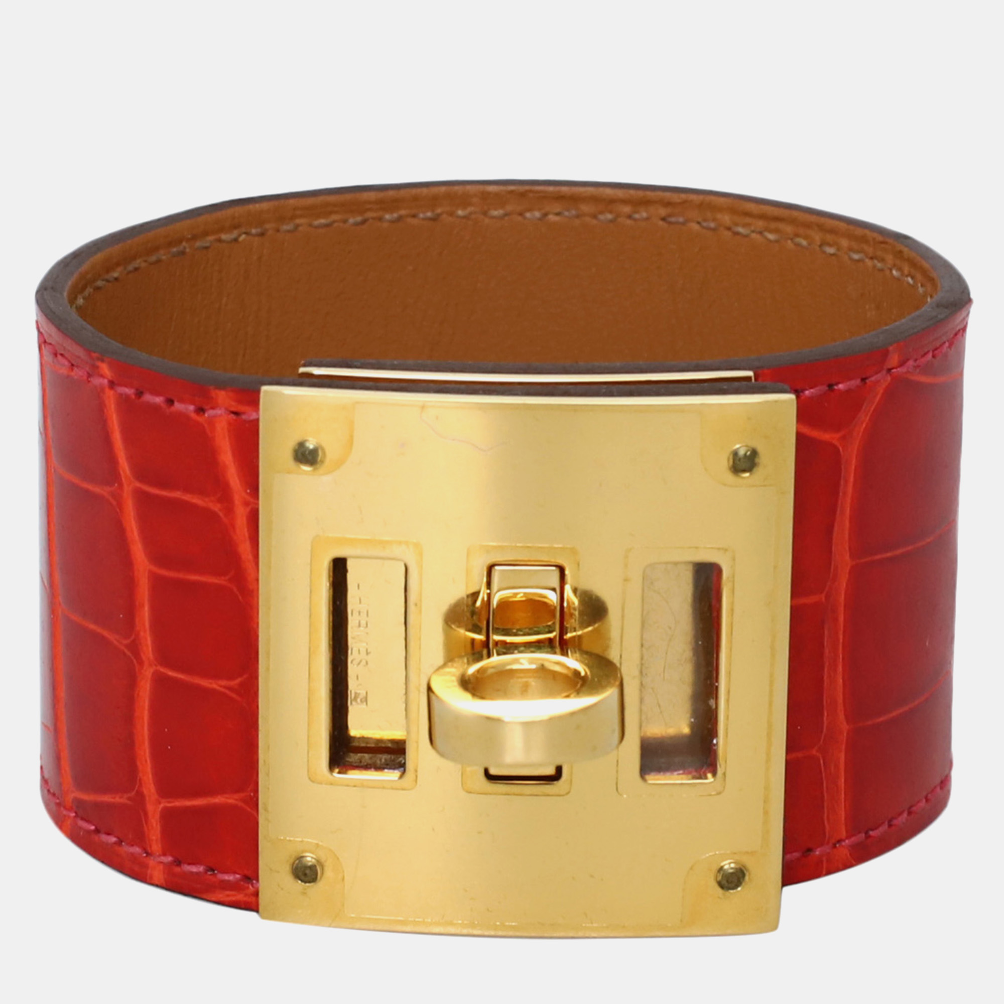 

Hermes Alligator Kelly Dog Bracelet, Red