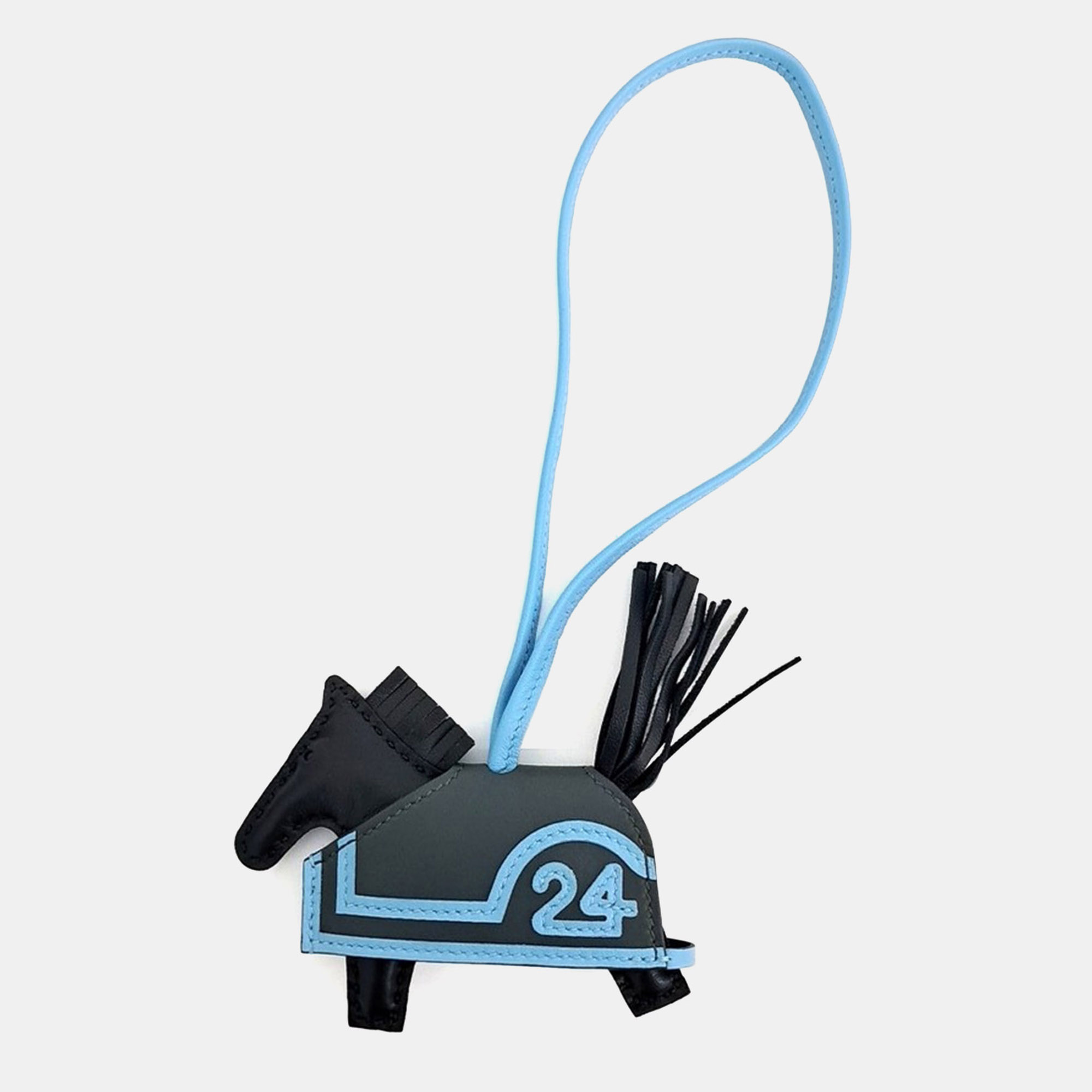 Pre-owned Hermes Blue Black Robeo Bag Charm Small