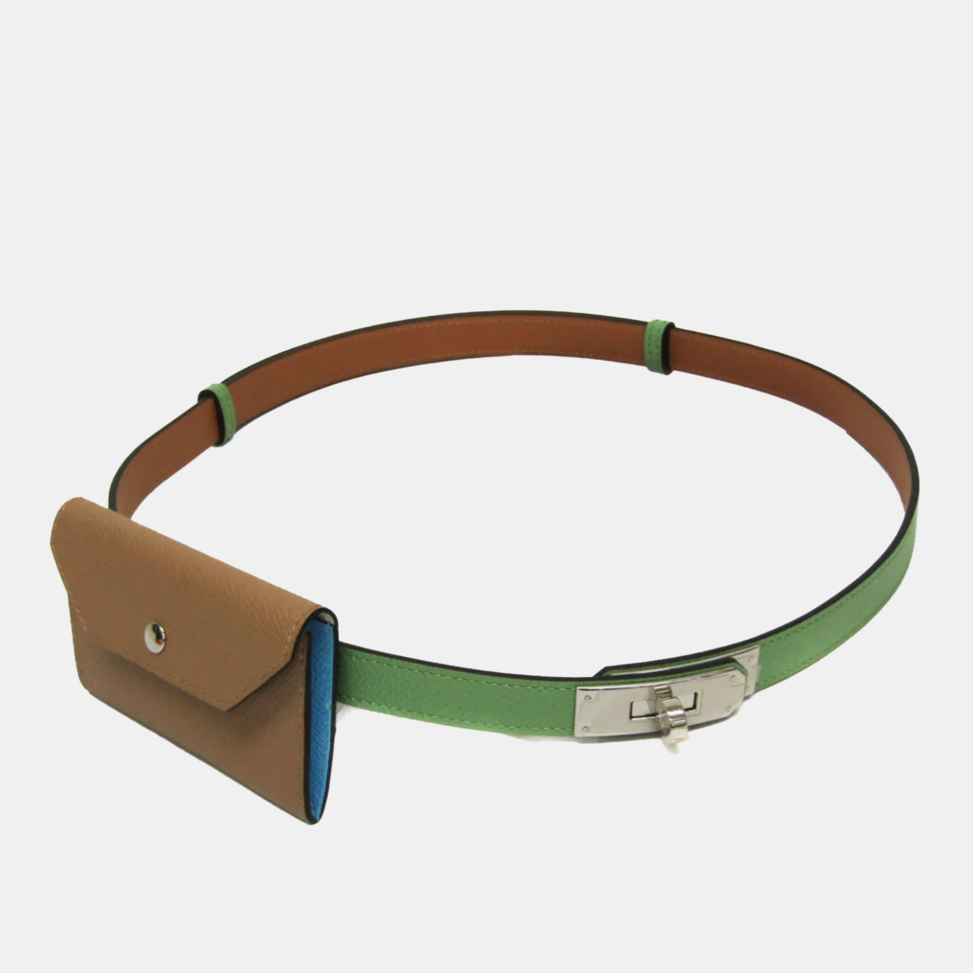 

Hermes Kelly Pocket Belt 18 Leather Standard Belt Brown Green