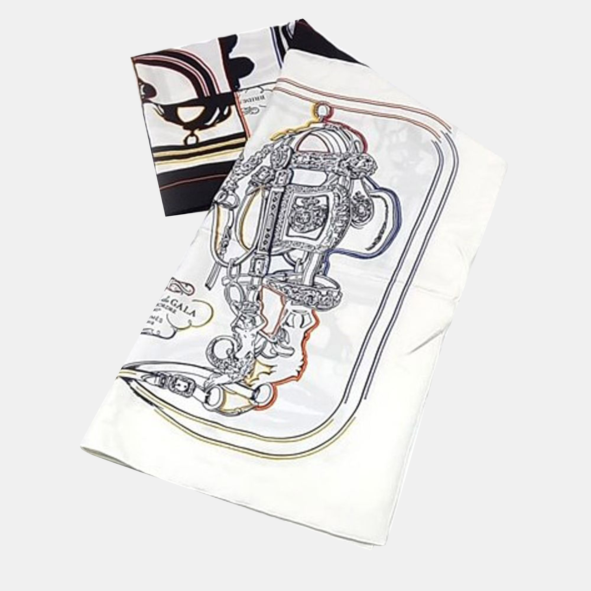 

Hermes White Multicolor Silk Stole