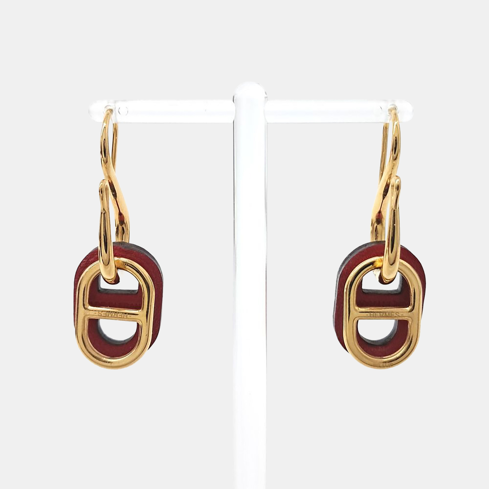 

Hermes Omailon Gold, Red Earrings