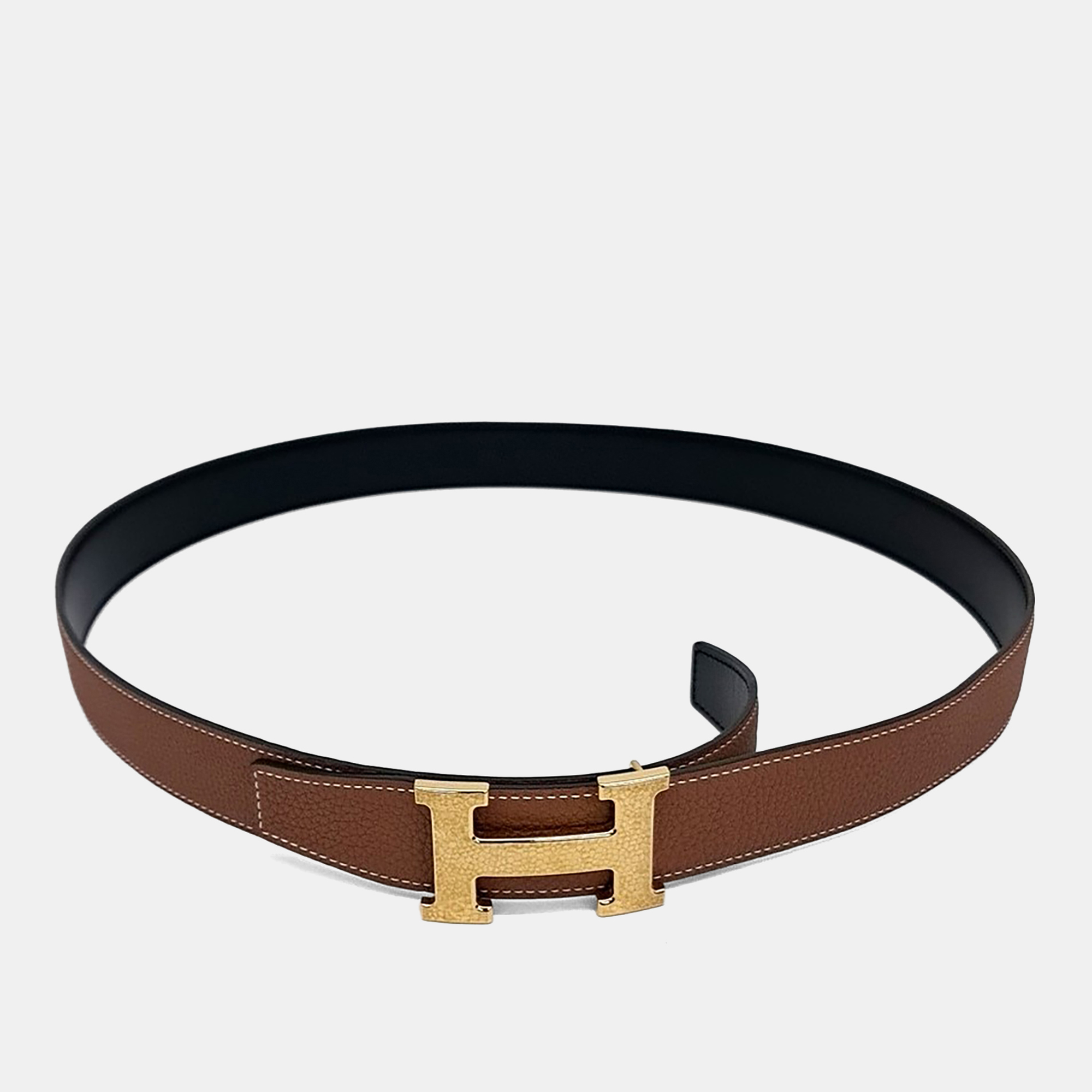 

Hermes Black, Brown Reversible Leather Belt (Z)