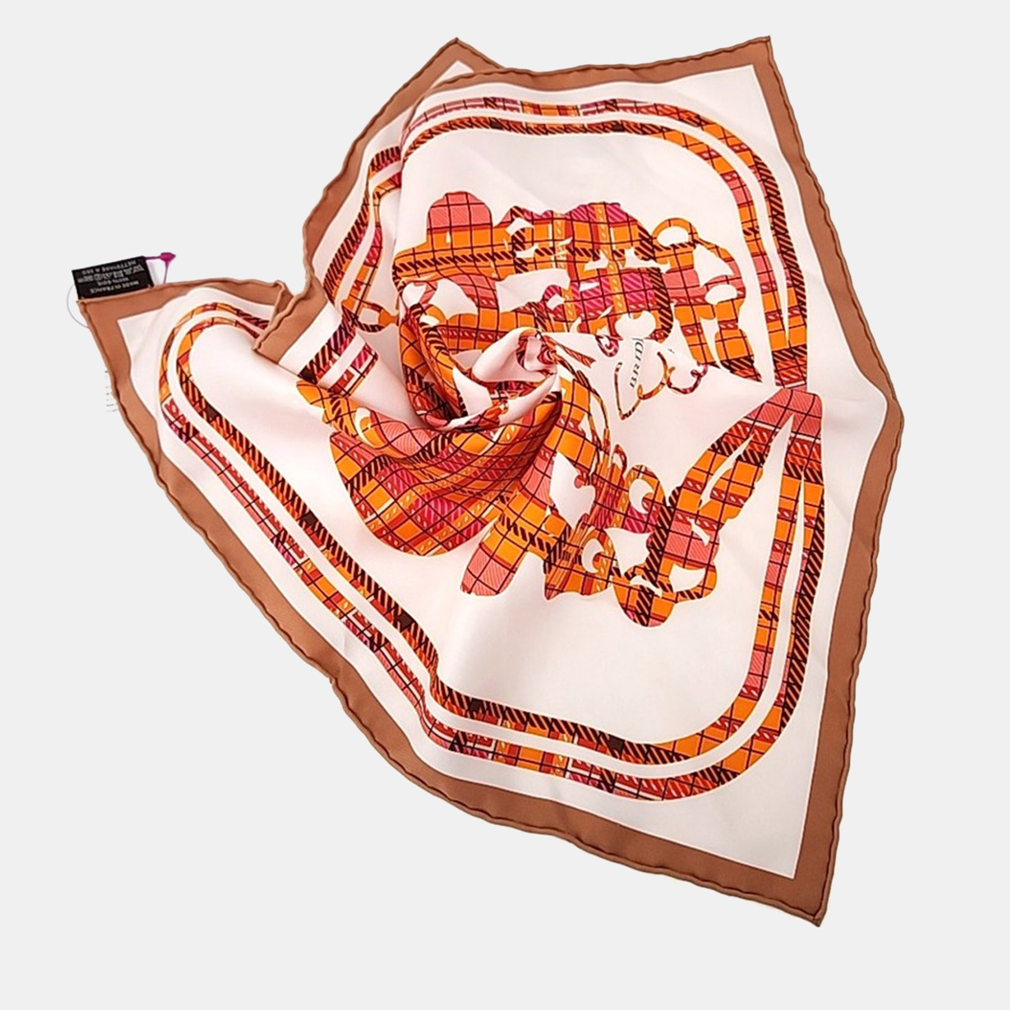 

Hermes Brides de Gala Tartan Cream/Red Silk Scarf