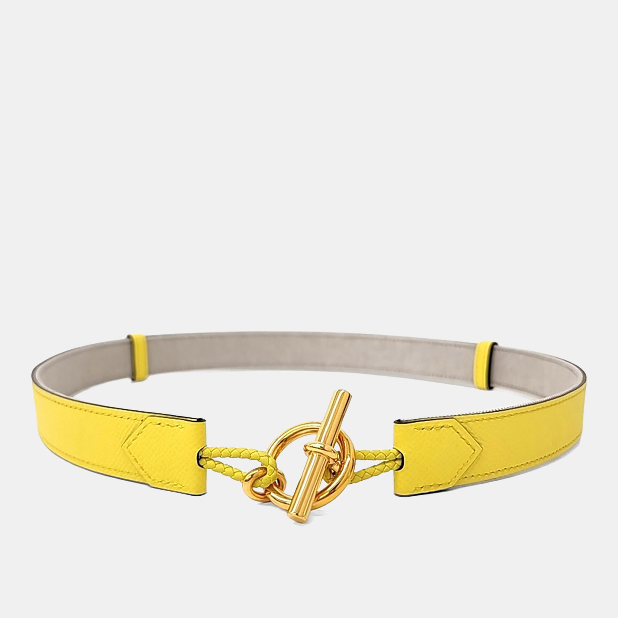 

Hermes Yellow Leather Babord 24 reversible belt