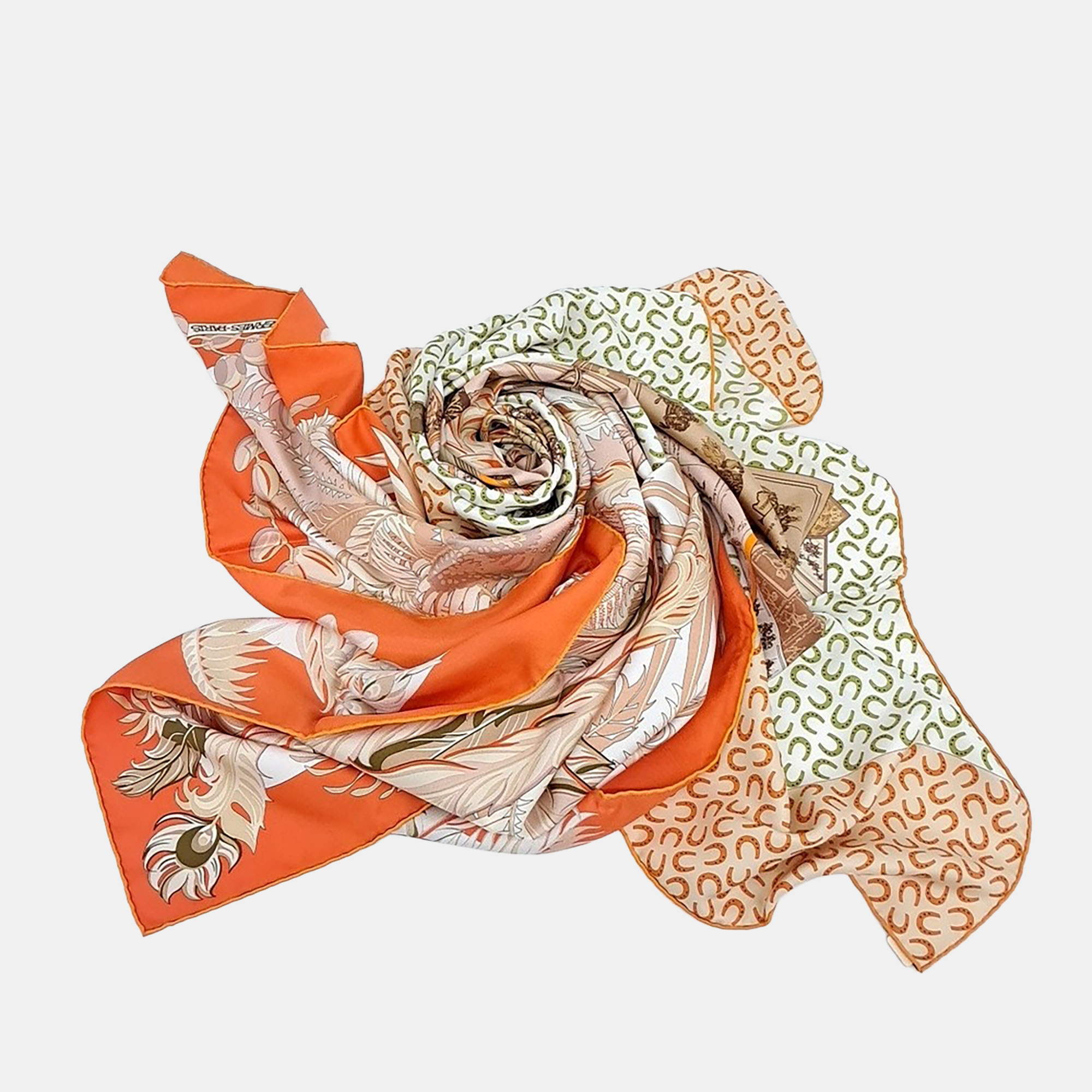 

Hermes Multicolor/Orange Silk Scarf