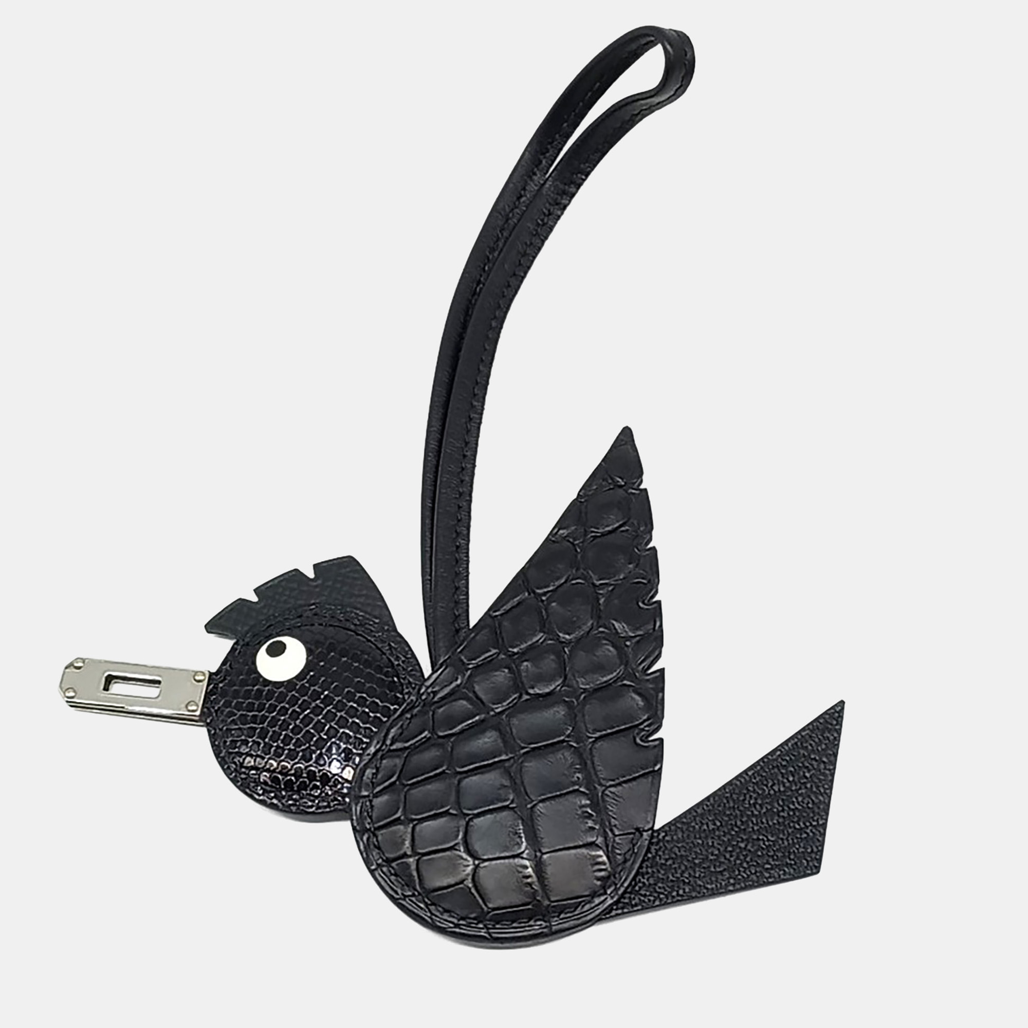 

Hermes Crocodile Bird Bag Charm (K), Black