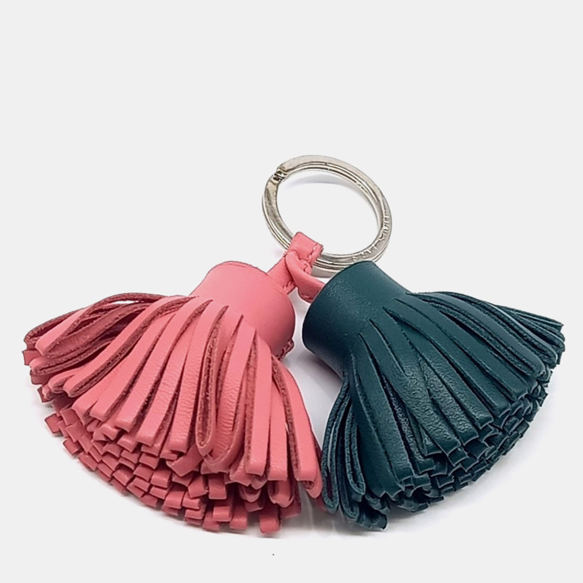 

Hermes Green, Pink Leather Carmen Duo Tassel Keyring