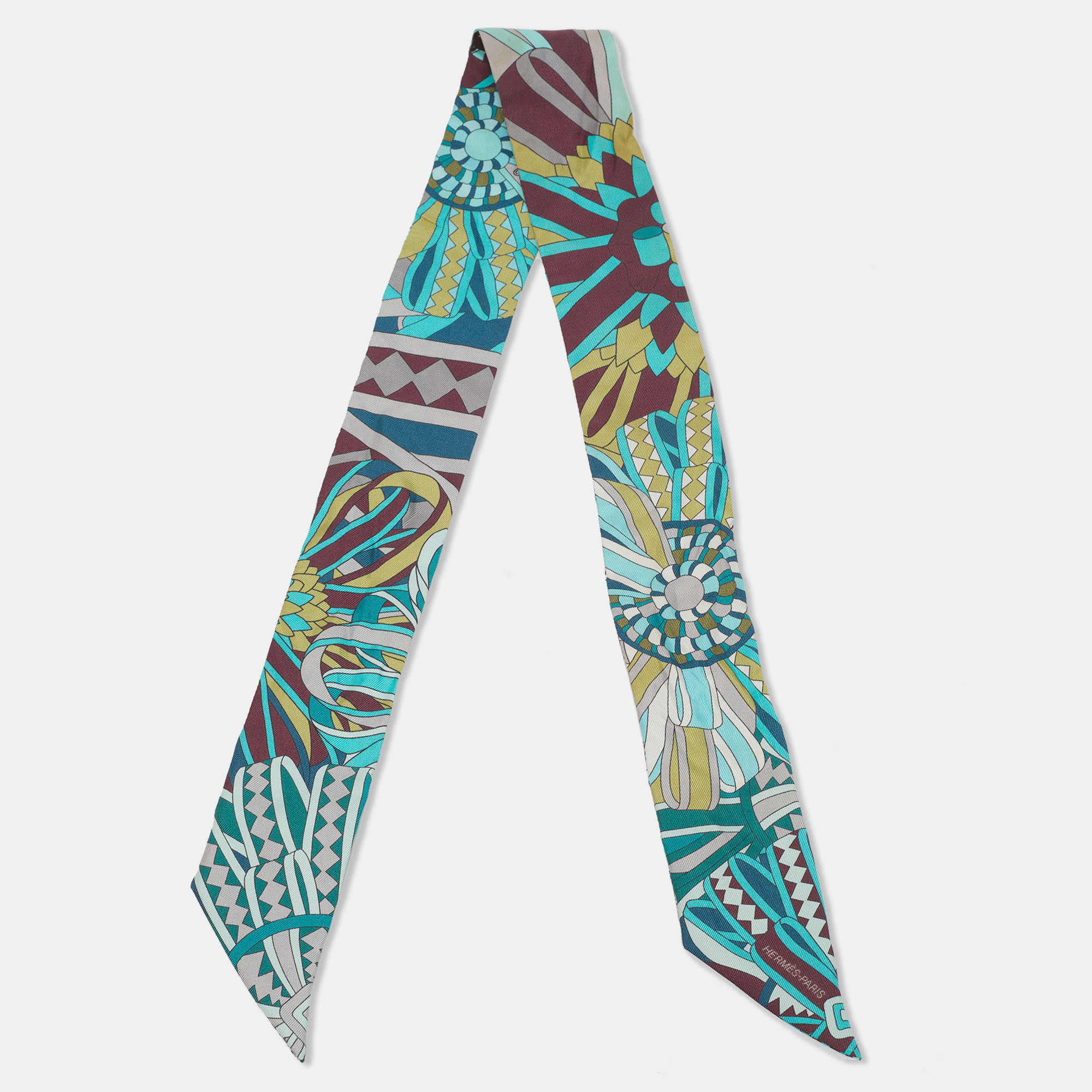 

Hermes Multicolor Printed Silk Twilly