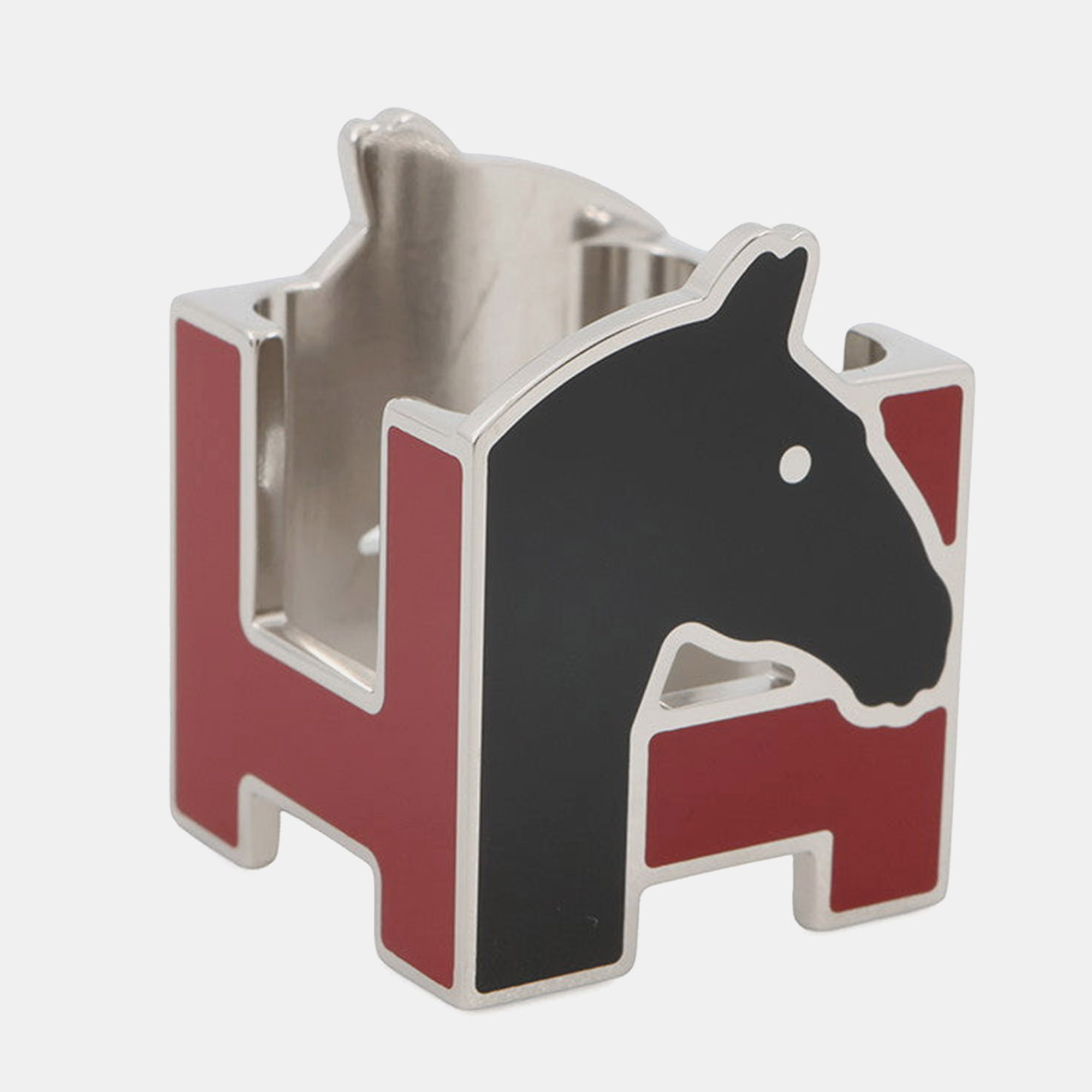 

Hermes H Cheval Scarf Ring Red/Black Metal