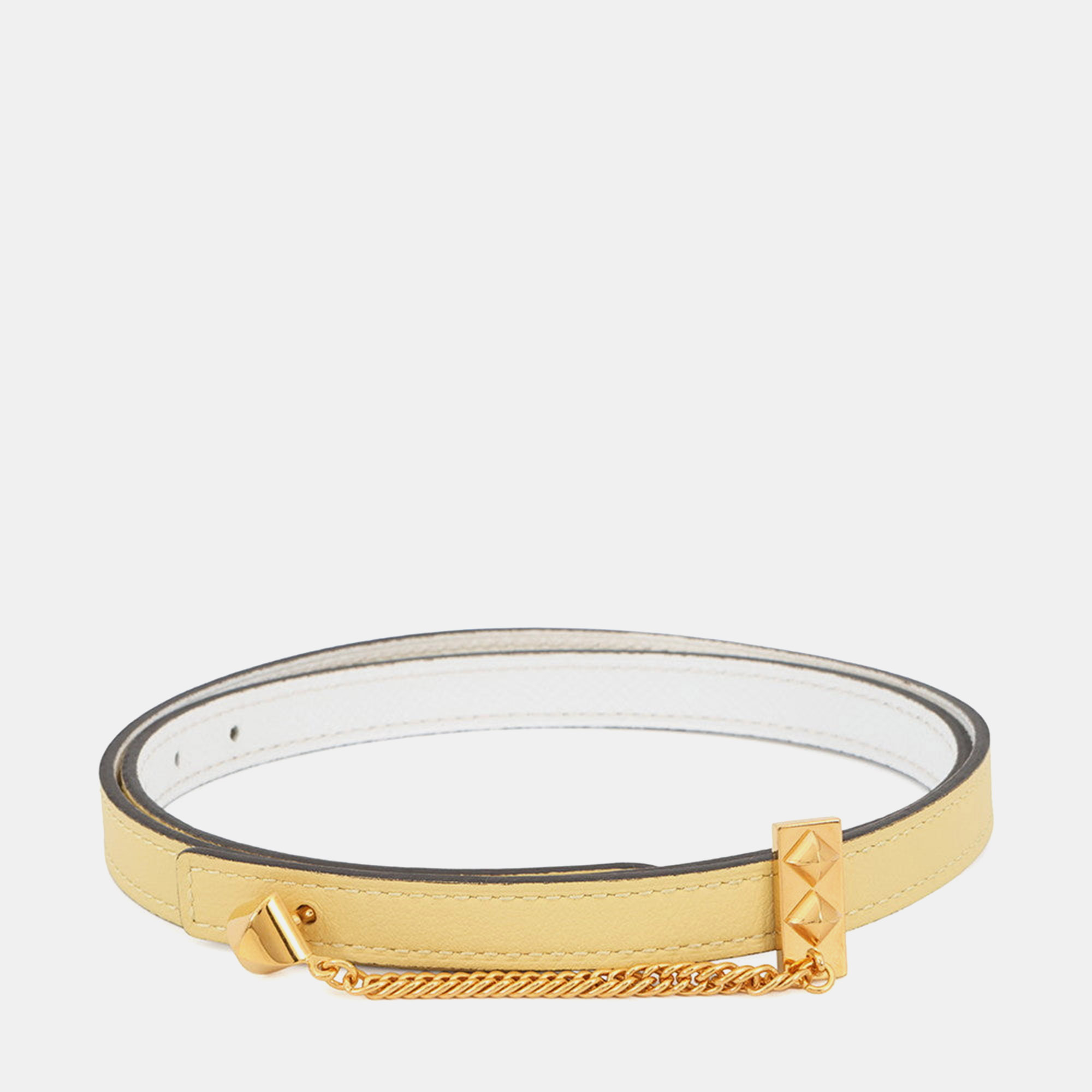 

Hermes Belt Jaune Poussin/White Swift Leather Epsom Metal Size, Gold