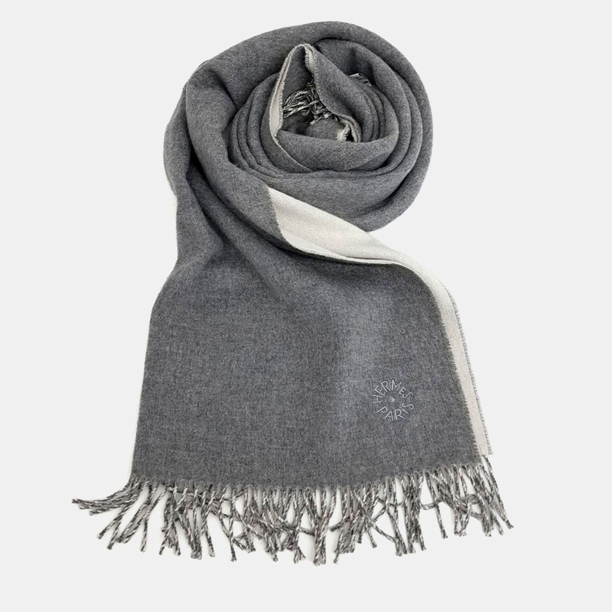 

Hermes Grey Cashmere Shawl and Muffler