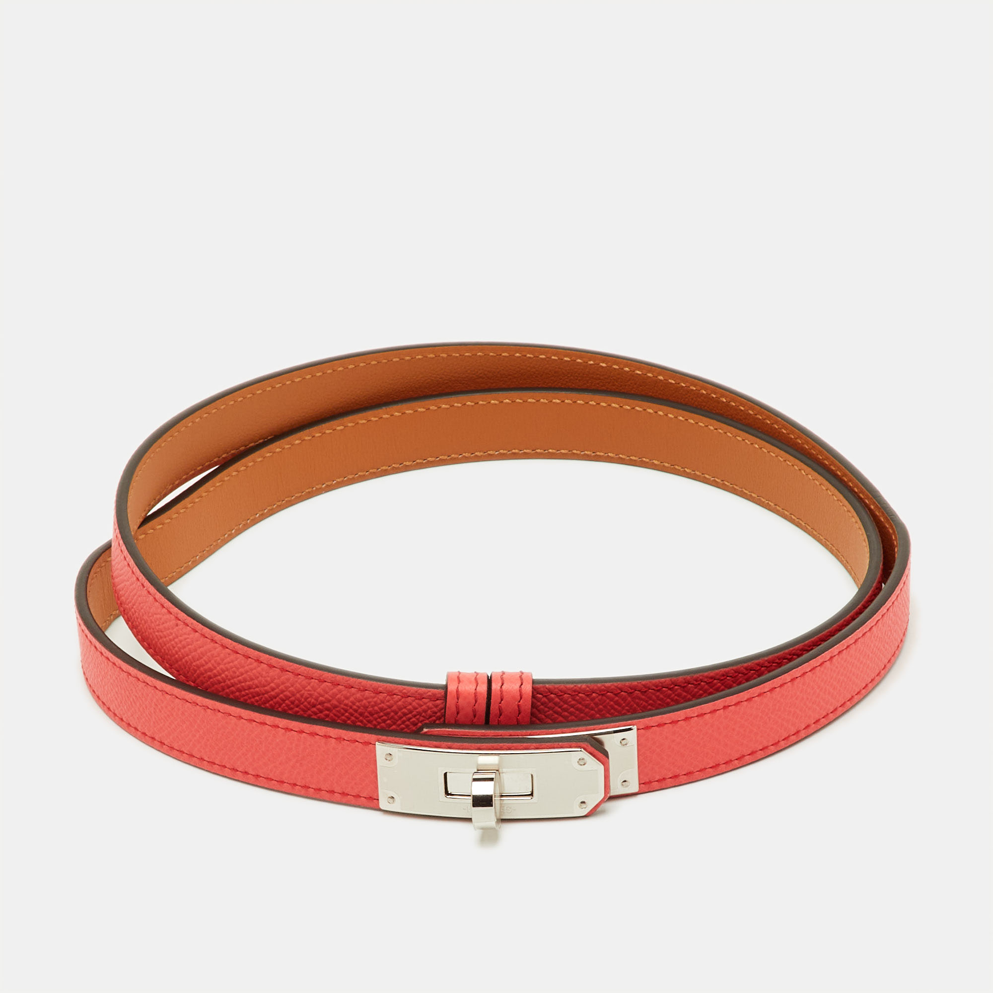 

Hermes Kelly 18 Palladium Finish Adjustable Belt Orange Field Epsom Leather