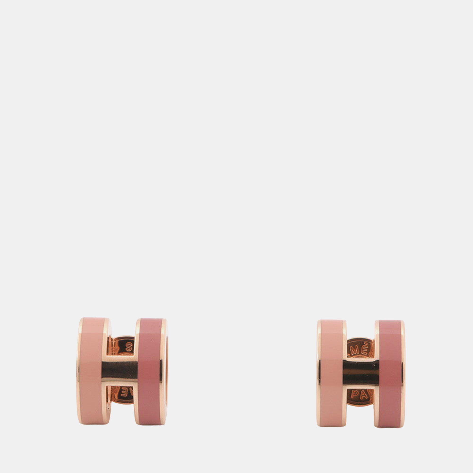 

Hermes Pop Ash Rocabar Earrings Beauty Size Mini Pink Lacquer Gold Plated