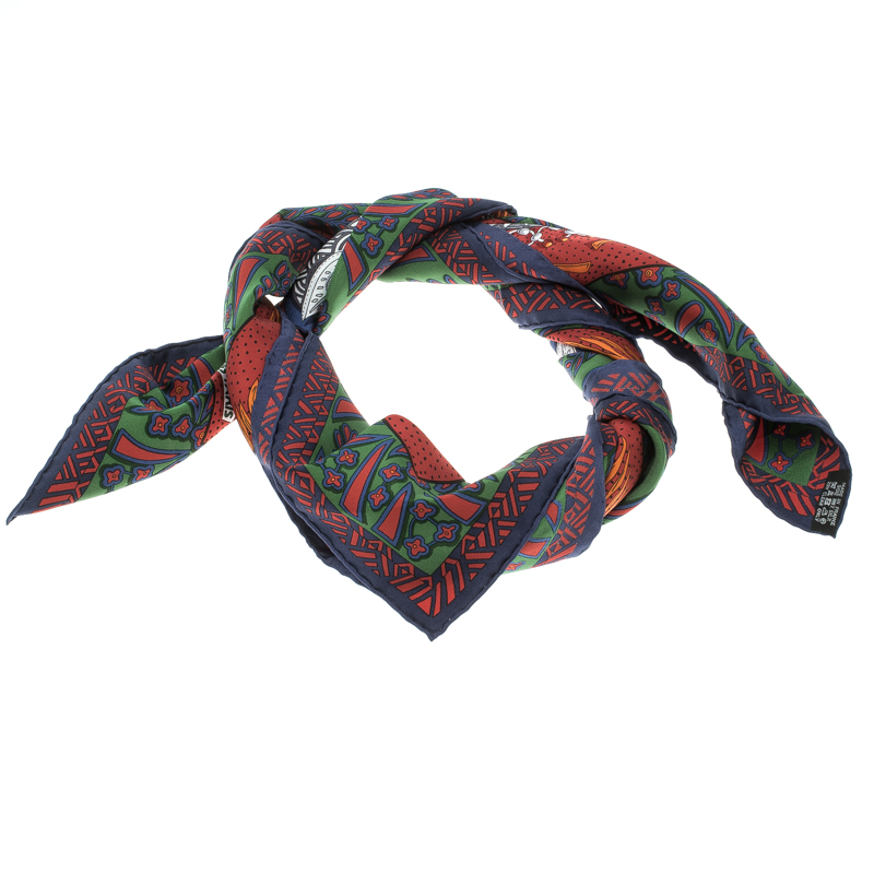 Pre Owned Hermes Multicolor Printed Silk Zenobie Reine de Palmyre Square Scarf