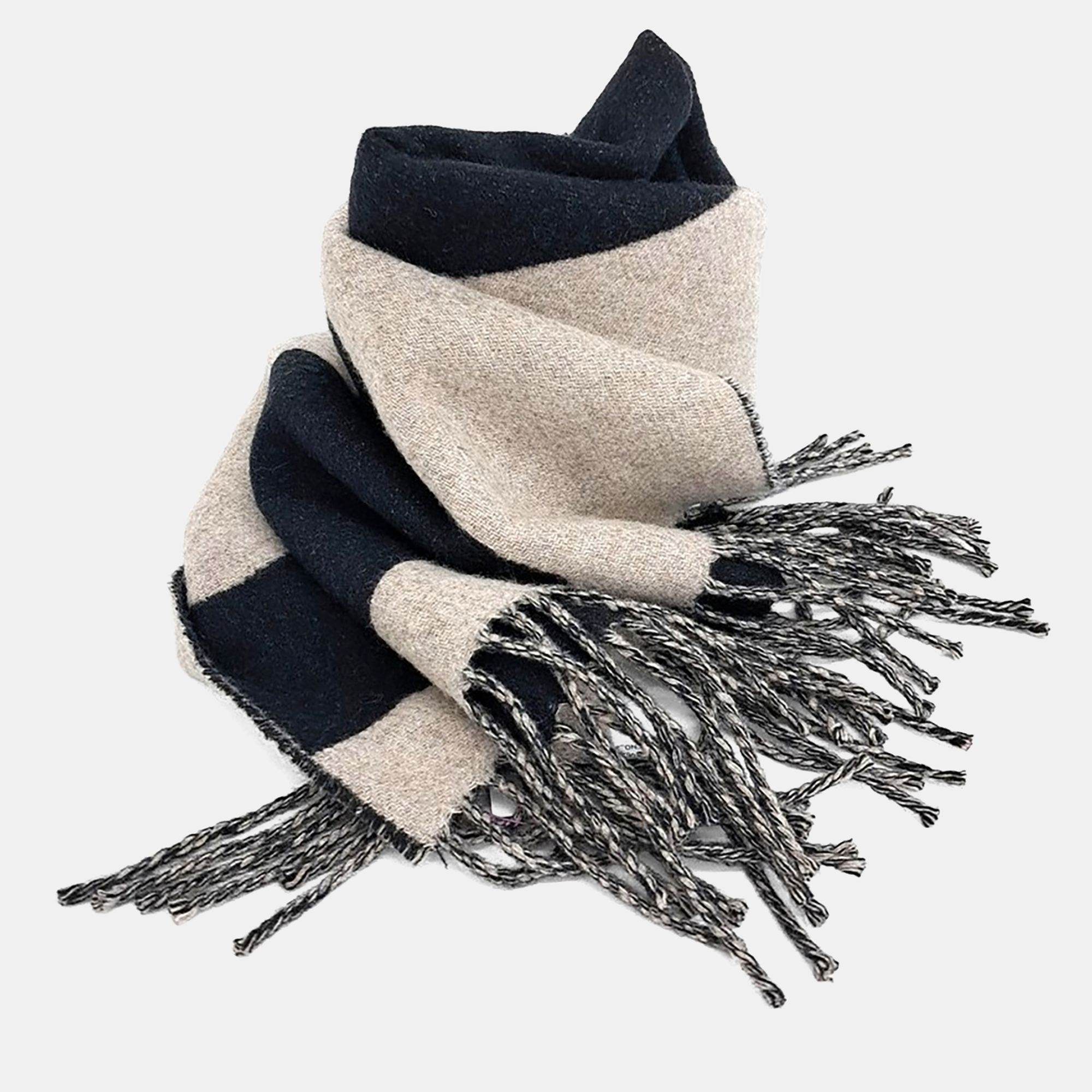 

Hermes cashmere Black grey muffler